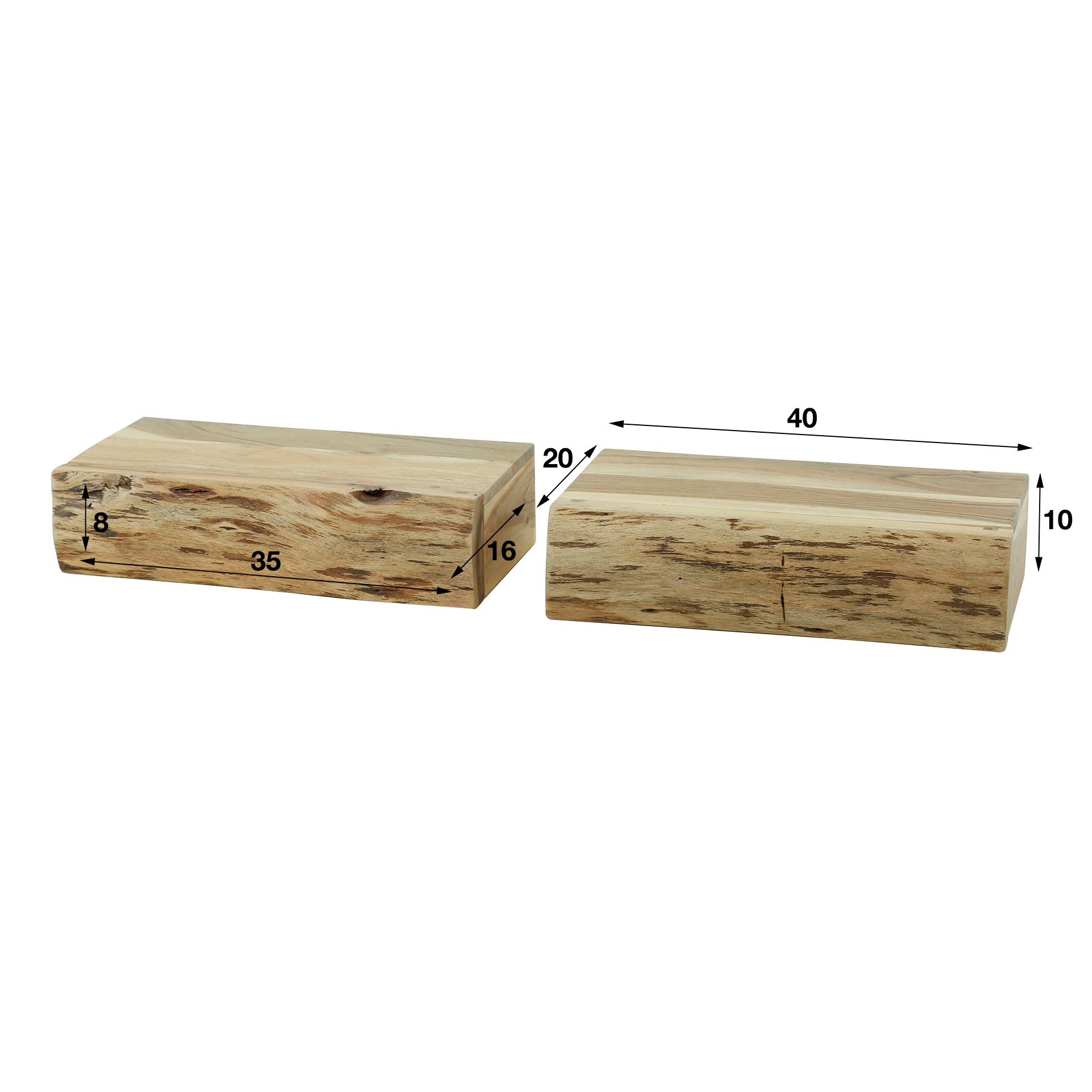Sängbord Tree L 1 låda - set om 2 - Solid akacia