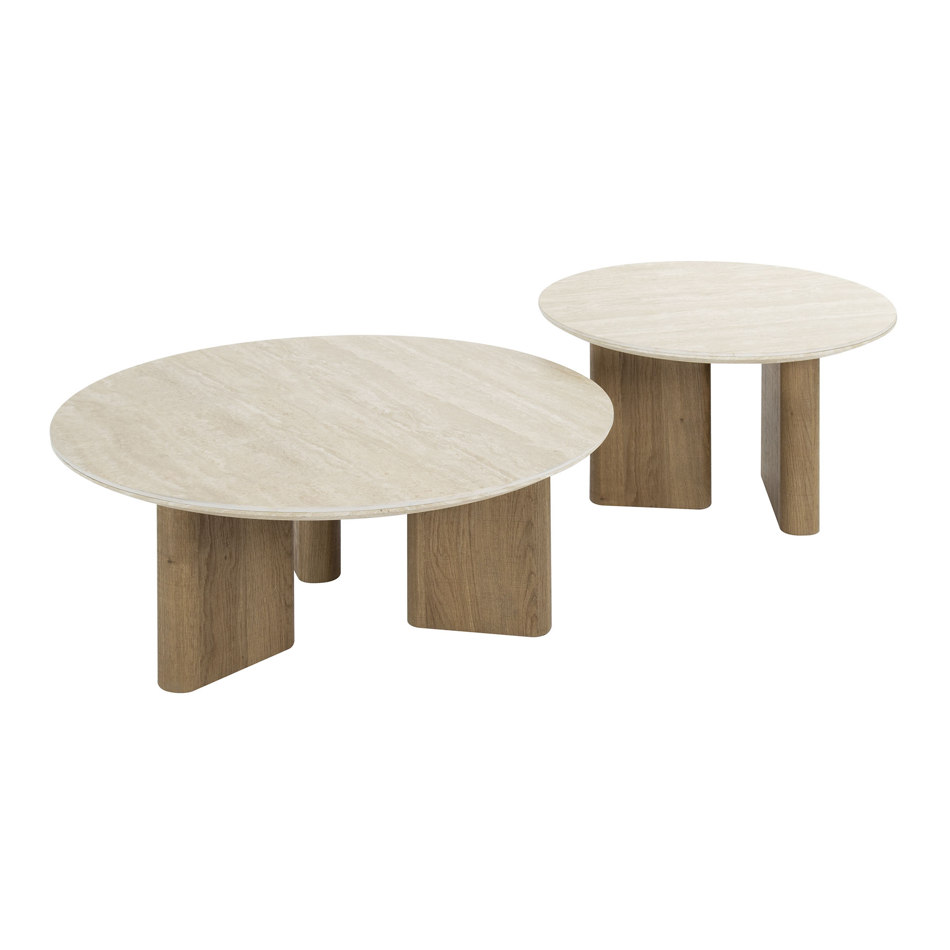 Soffbord Romano runt - Set om 2 - Keramisk travertin