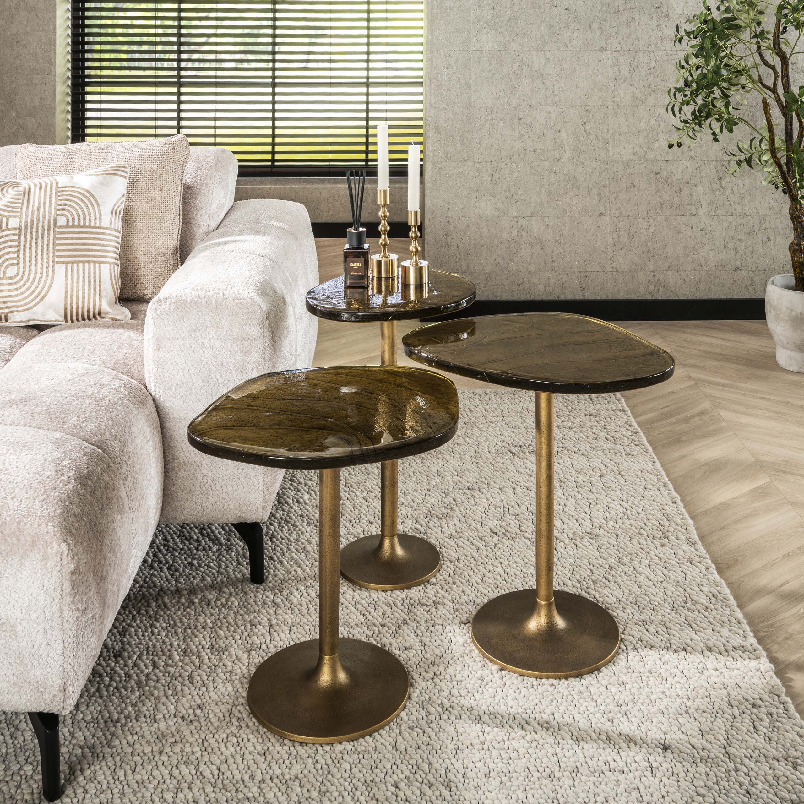 Sidobord Eclipse low - Antikt guld