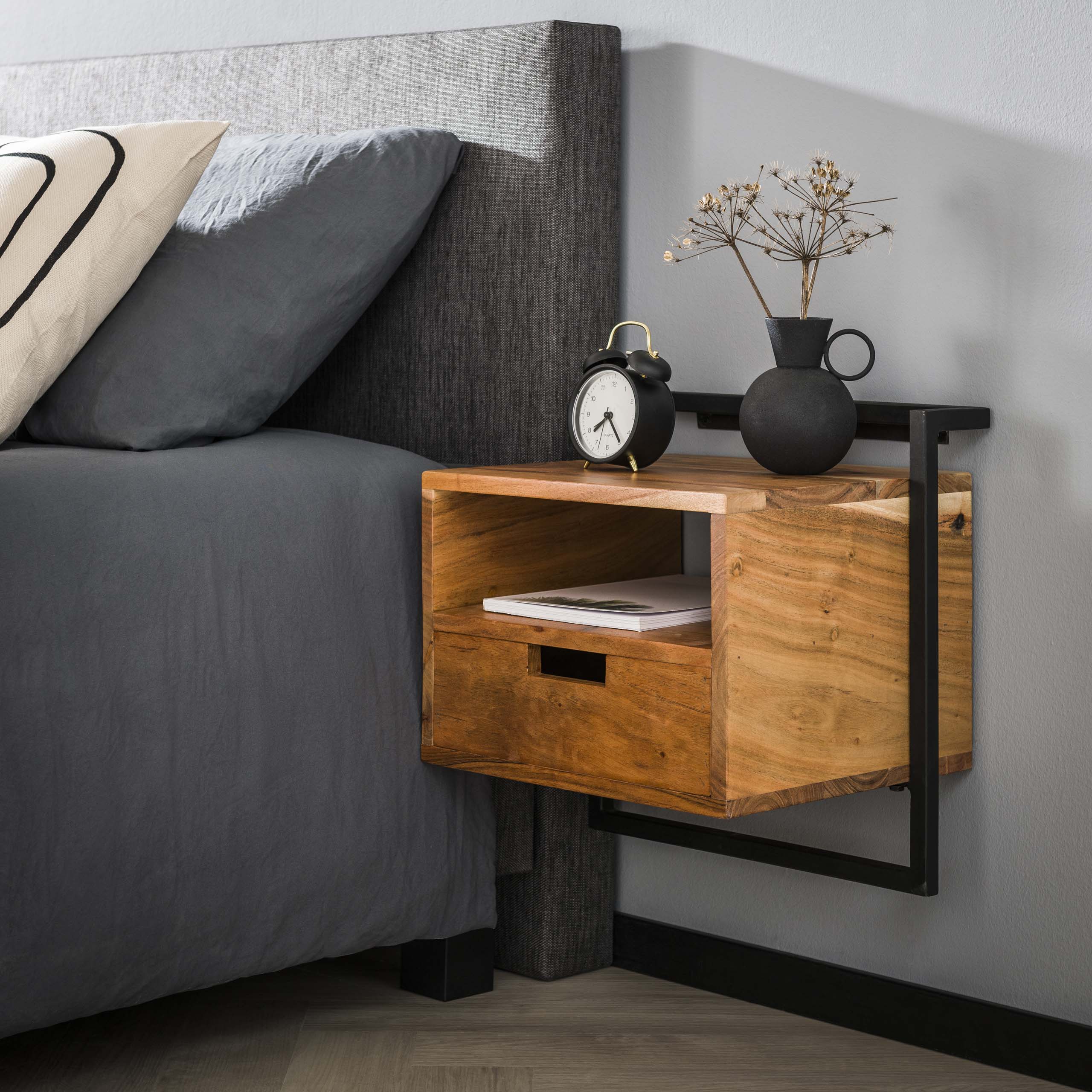 Sängbord Air Solid - 1 låda - Solid akacia