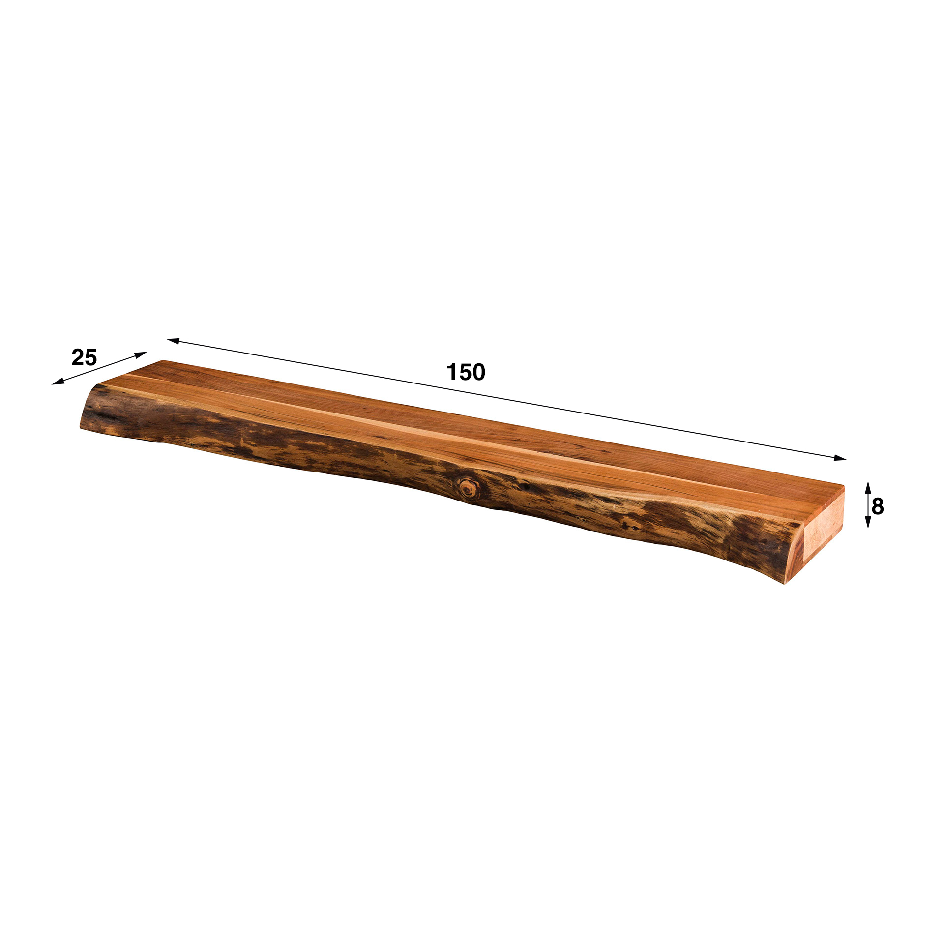 Vägghylla 150 steg / Solid akacia natur