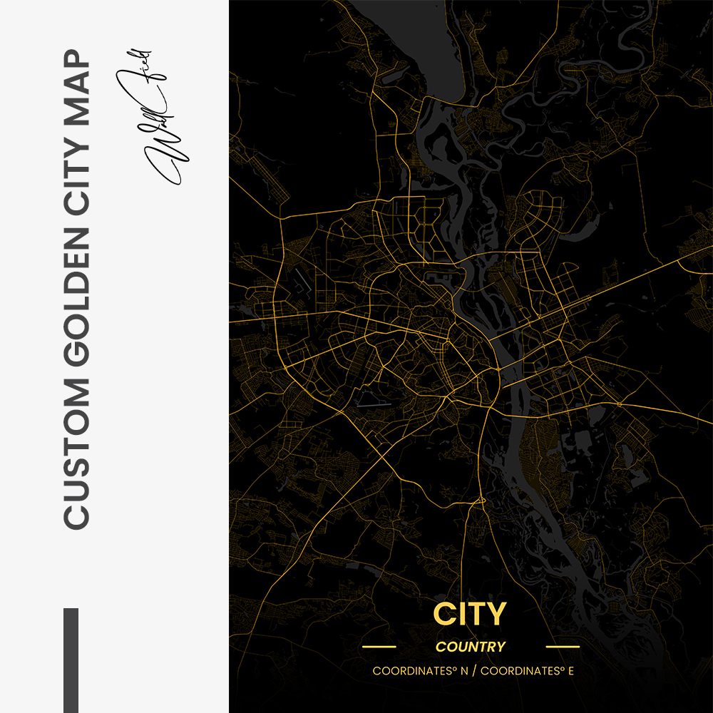 Custom Golden City Map – Glas