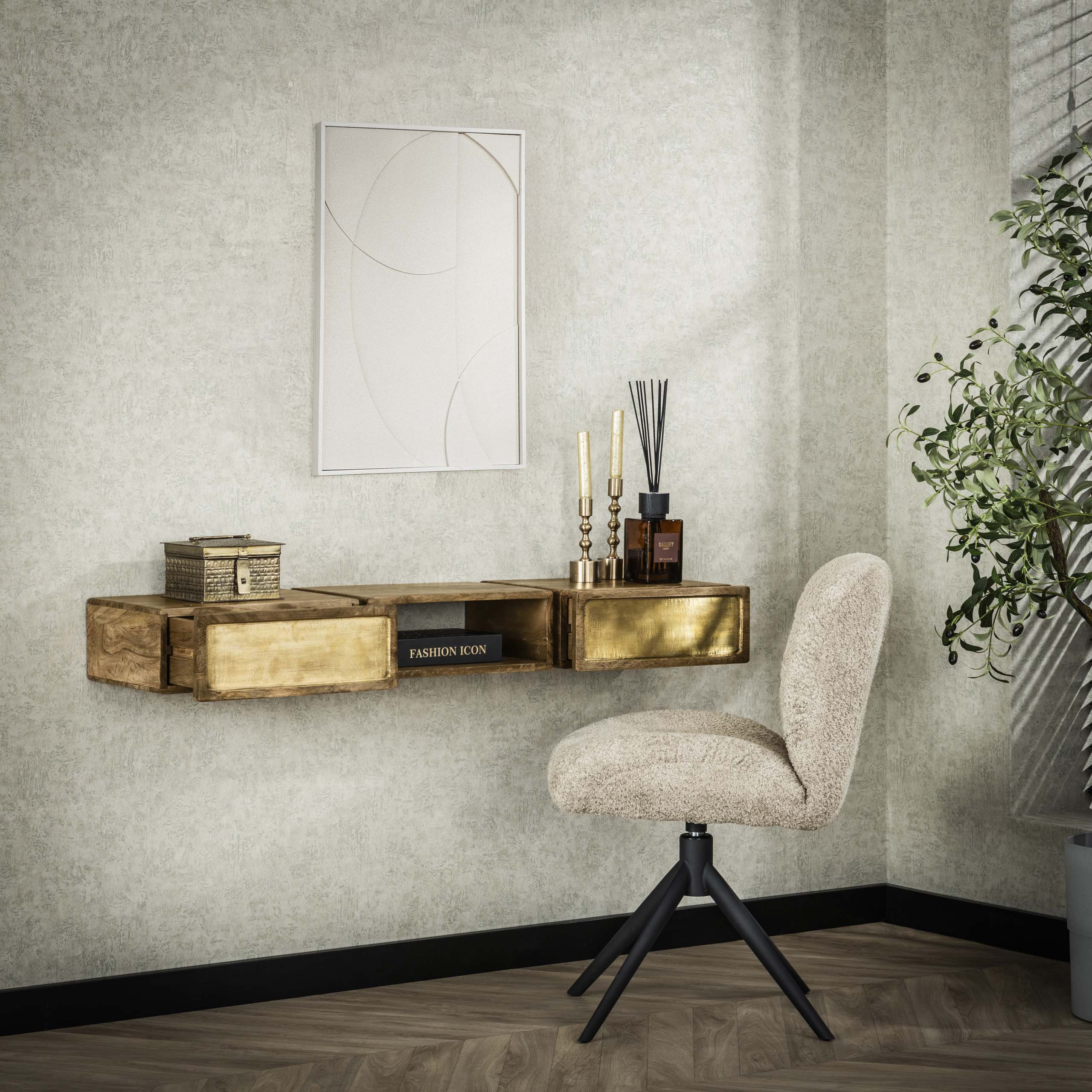 Sminkbord Mässing 2 lådor - Solid mangosand