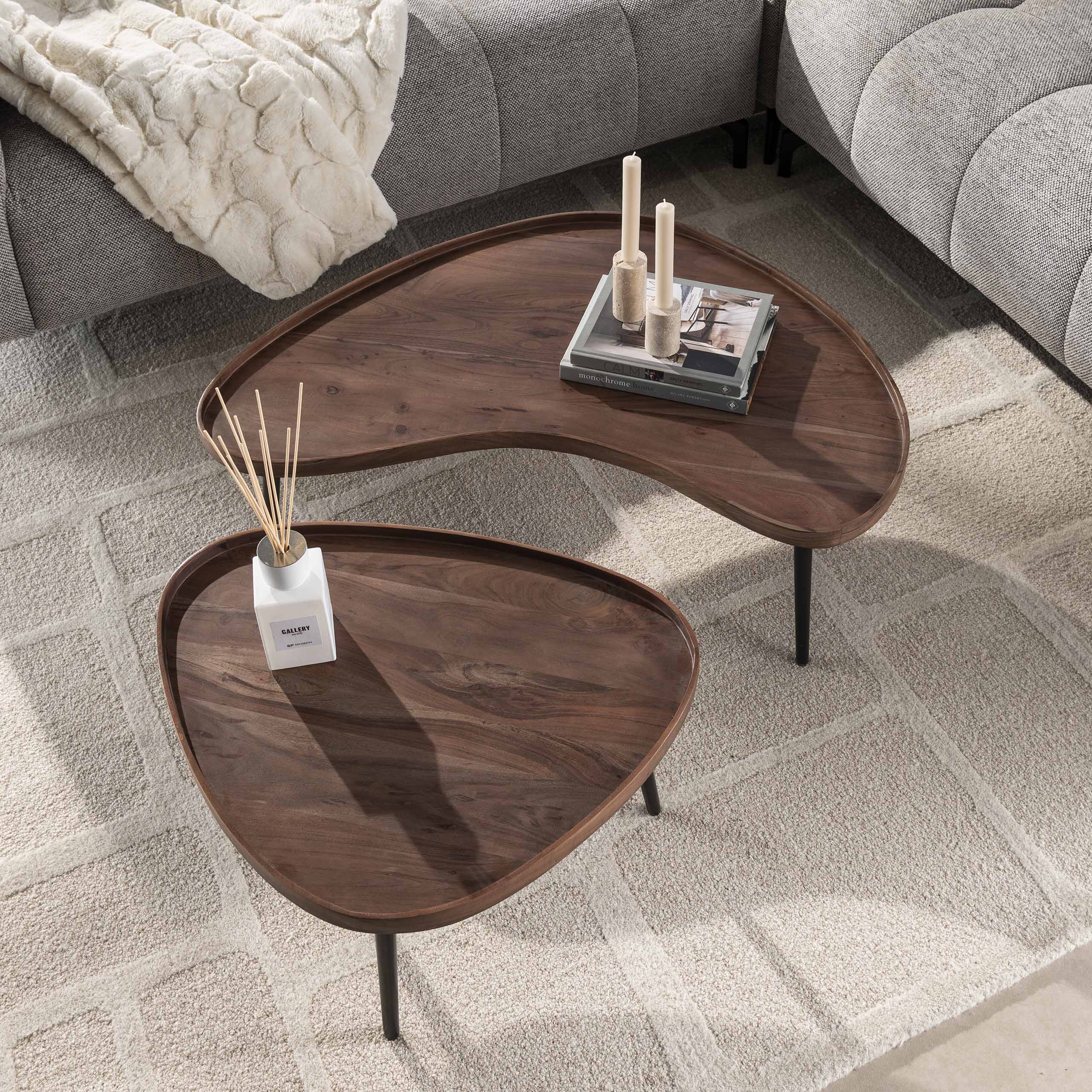 Soffbord Carve ekologisk - set om 2 - akaciabrun