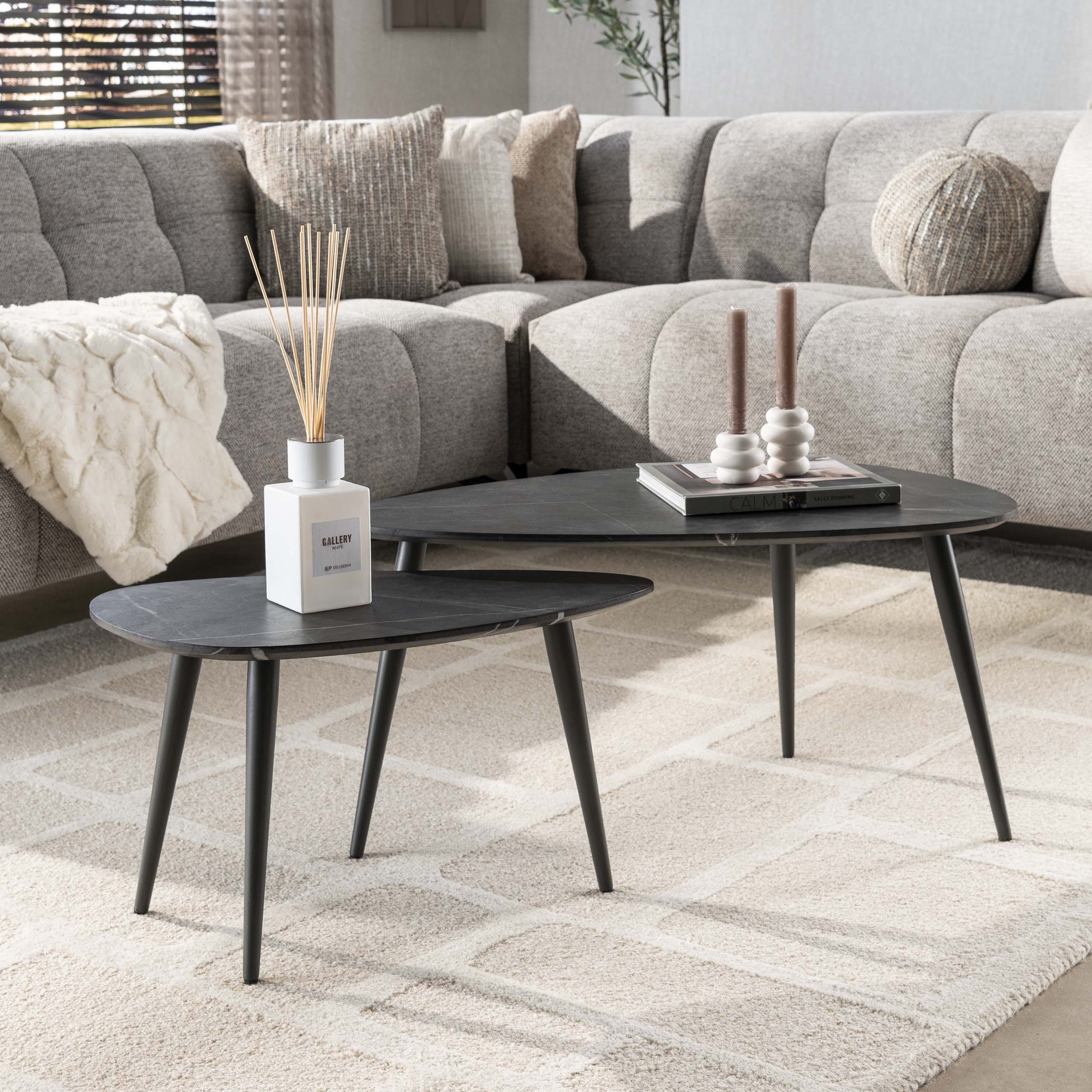 Soffbordsset/2 päronformade ekologiska / 3D svartbrun