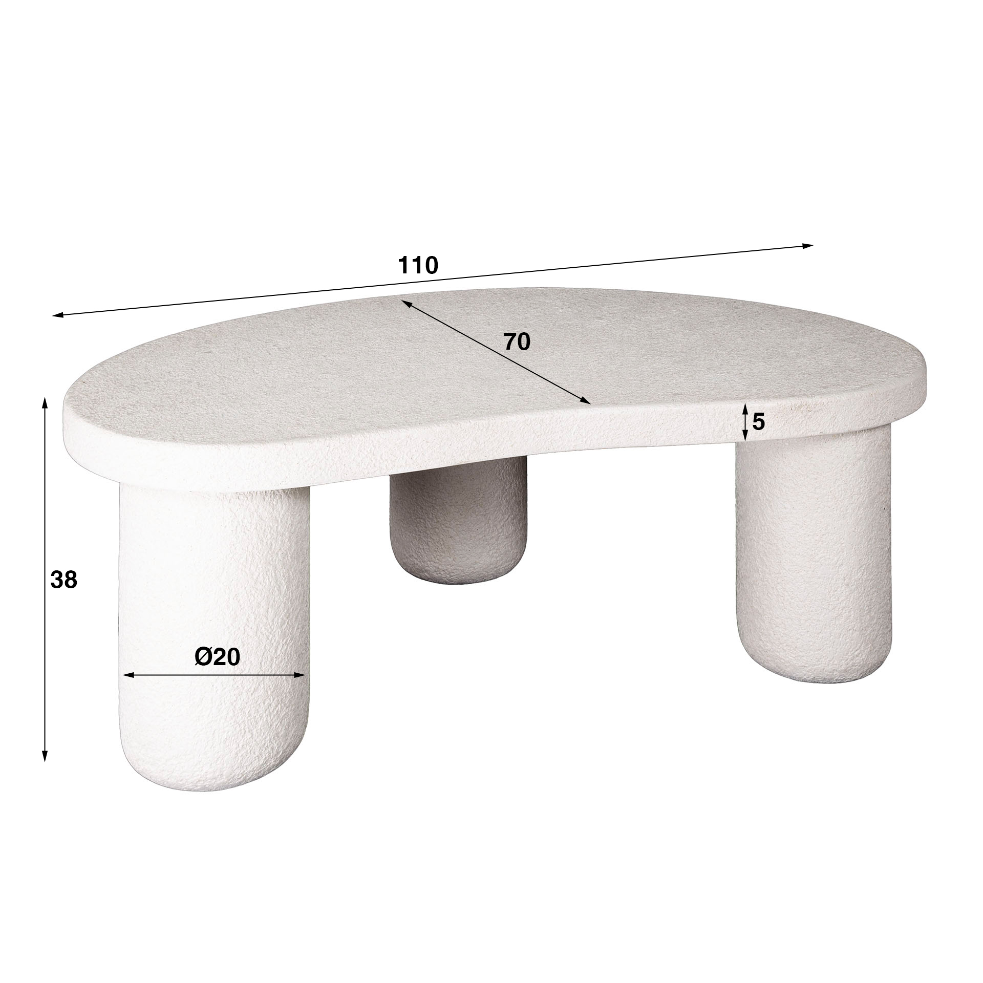 Soffbord XL sten organisk / Marmor komposit
