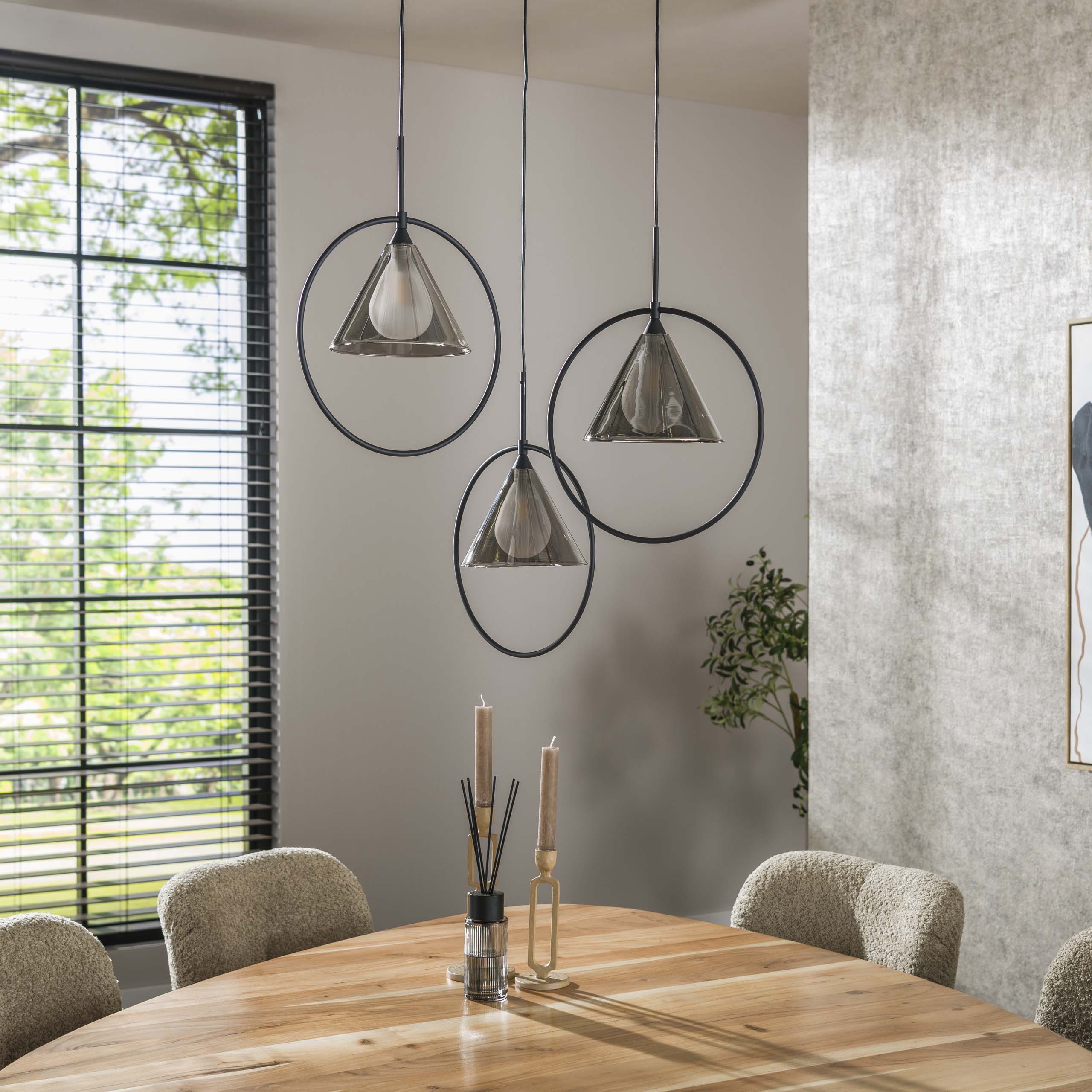 Hänglampa 3L ringtrappad avsmalnande skärm (G9) / Rökgrå glas