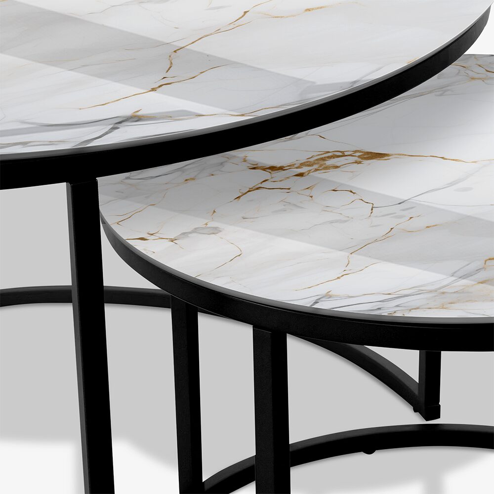 Soffbord Svart - Vit & Guld Marmor