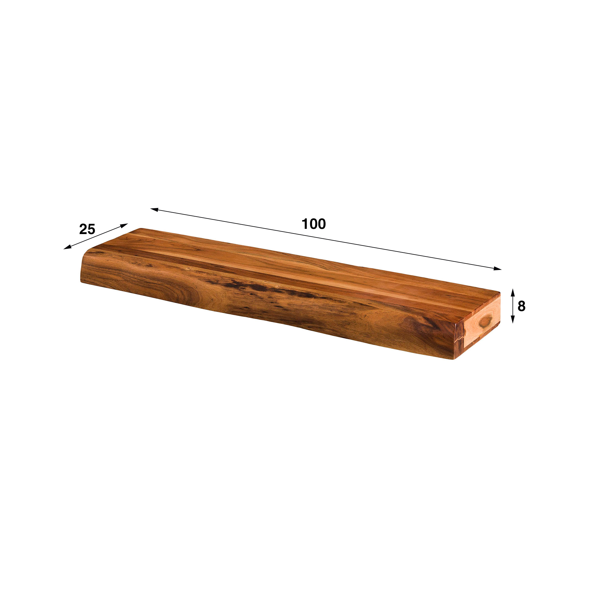 Vägghylla 100 steg / Solid akacia natur