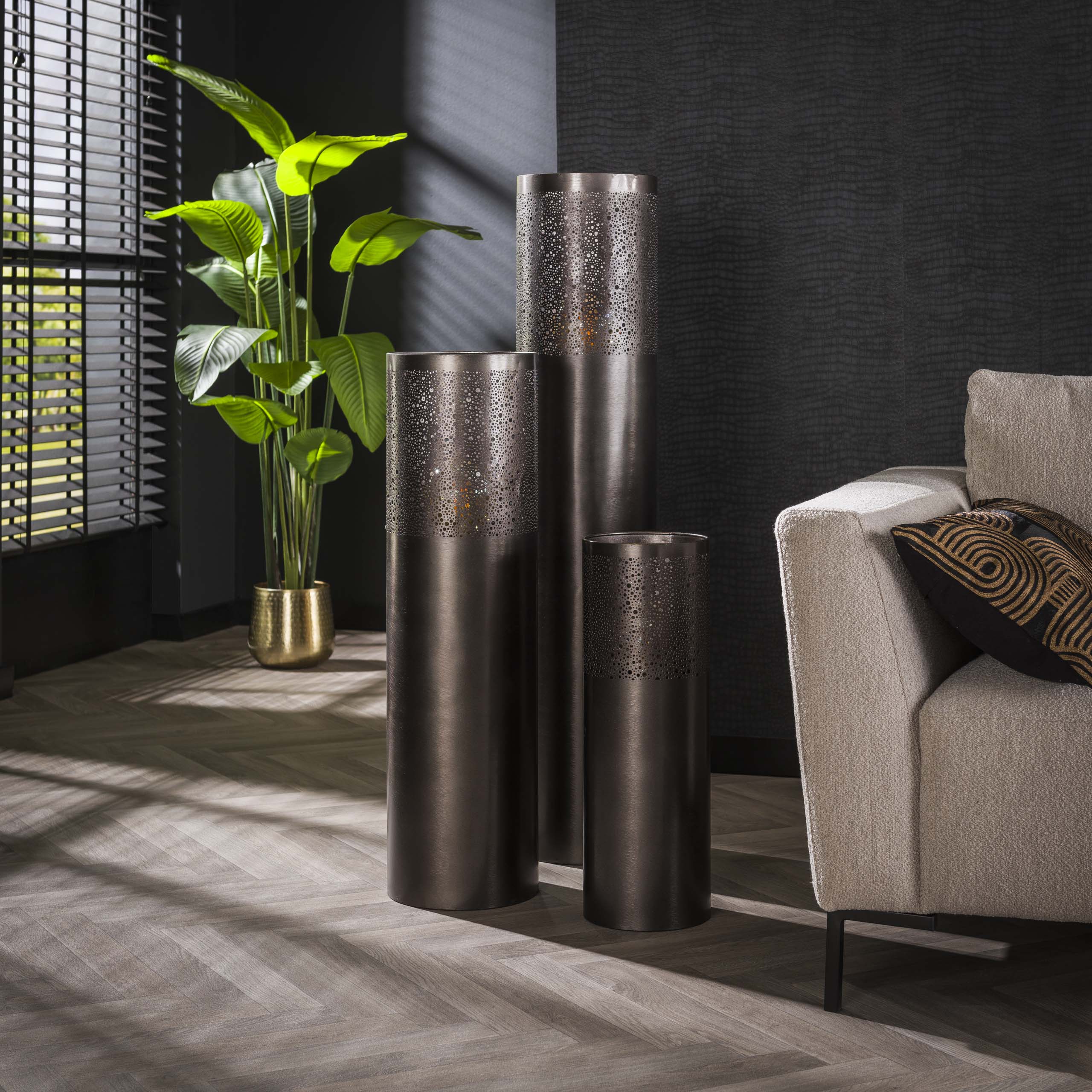Golvlampa 1-ljus Cylinder Glow 90 cm - Svart nickel