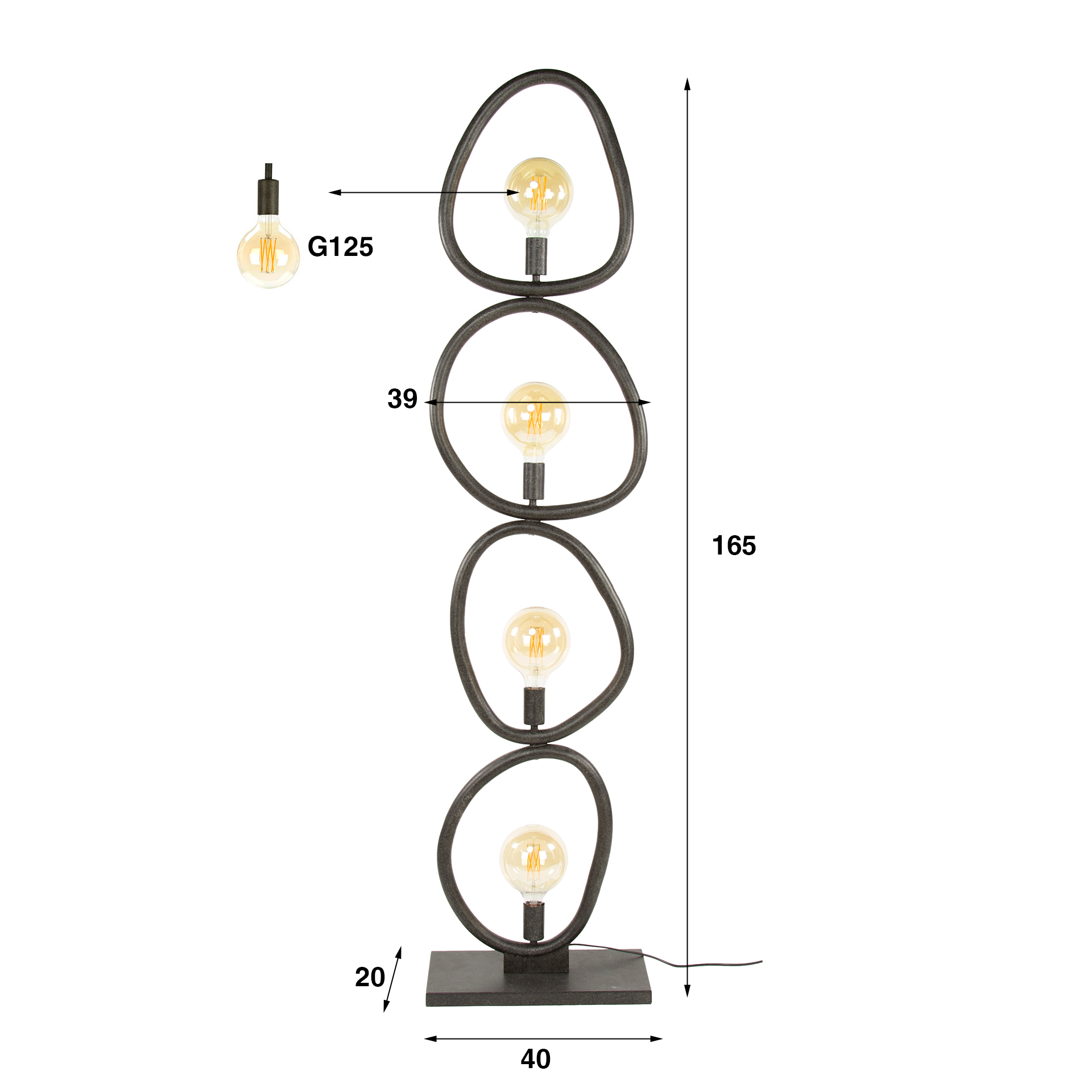 Golvlampa Pebble 4-light - Artic svart