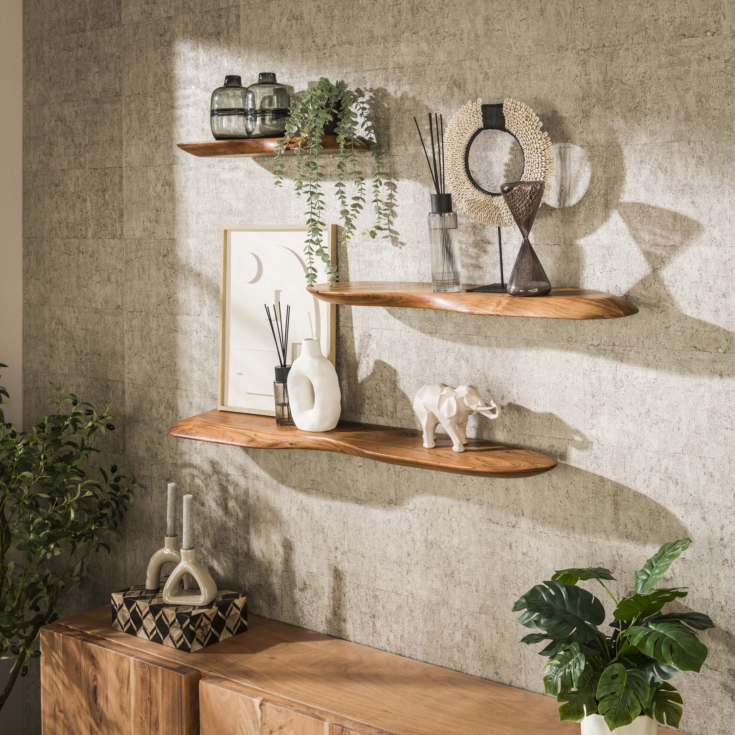 Vägghylla Ekologisk 90 cm - Solid akacia natur