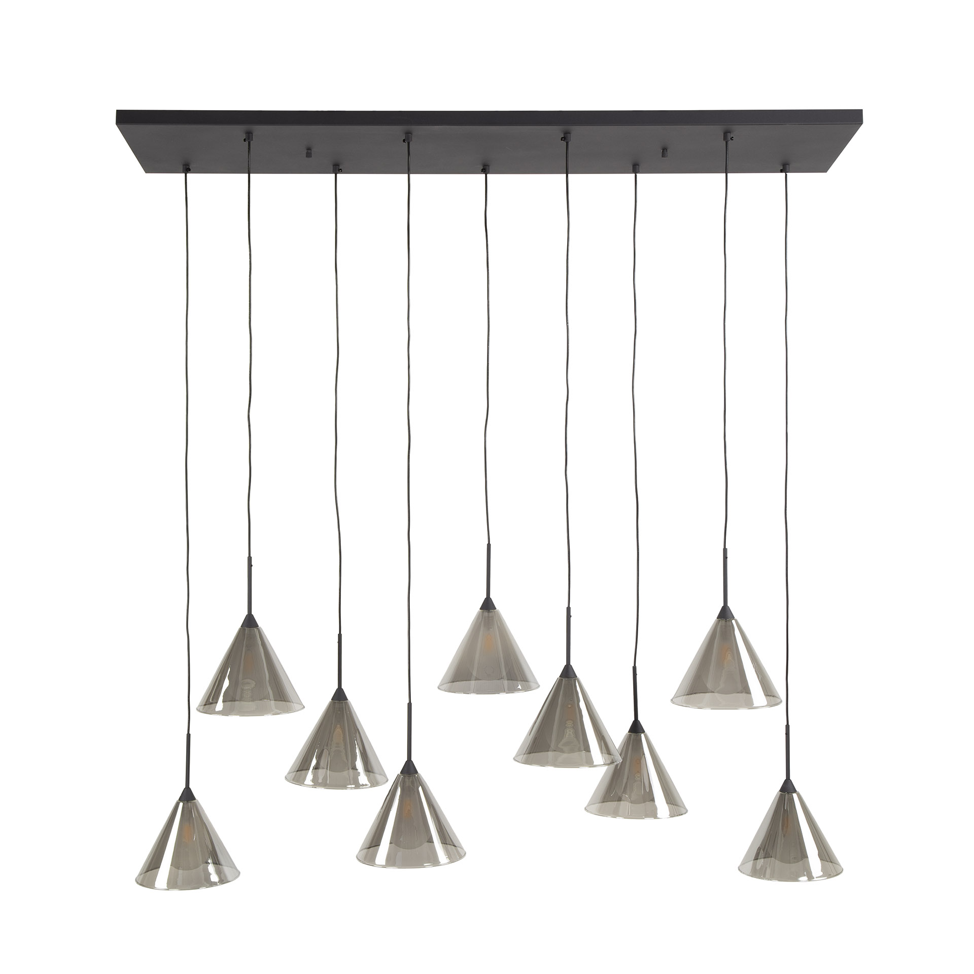 Hänglampa 5+4 avsmalnande skärmglas (G9) / Rökgråt glas