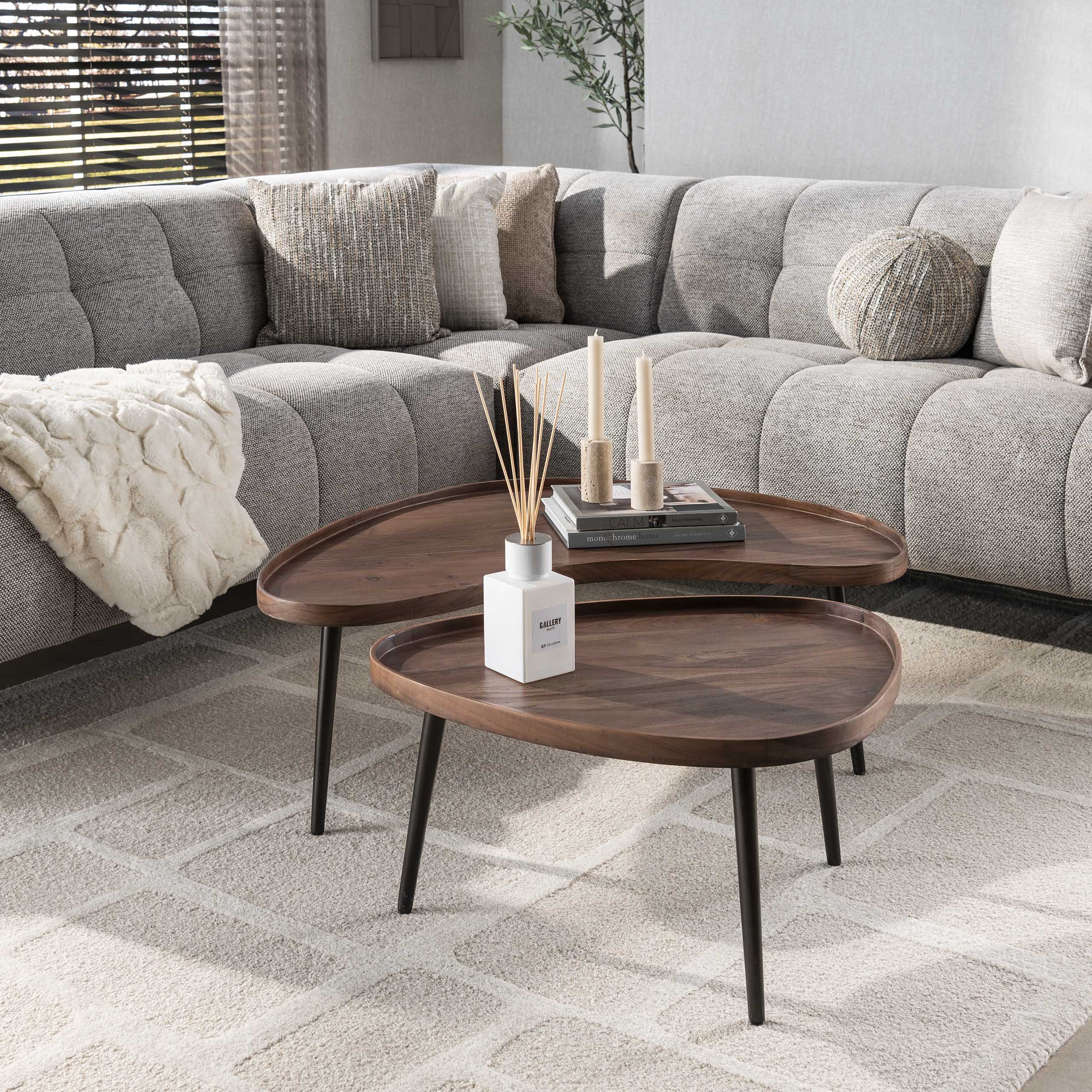 Soffbord Carve ekologisk - set om 2 - akaciabrun