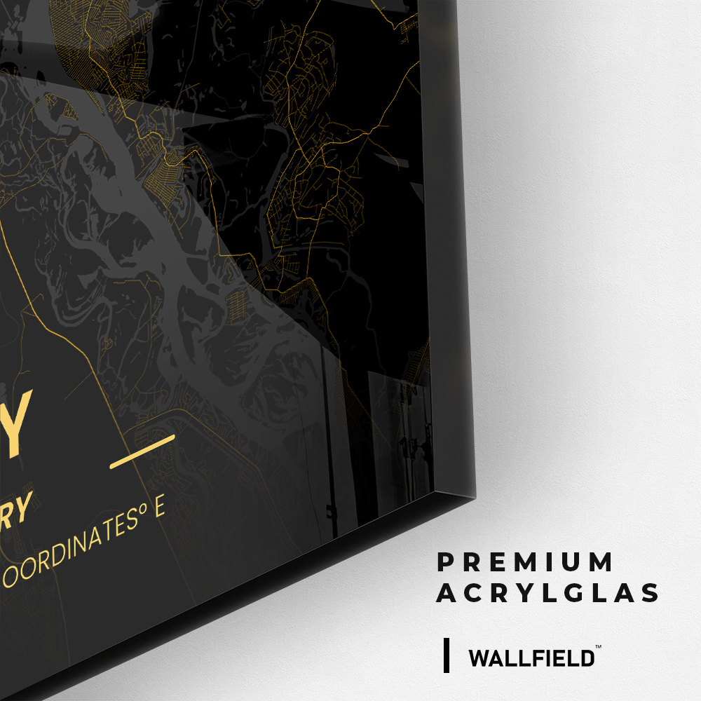 Custom Golden City Map – Glas