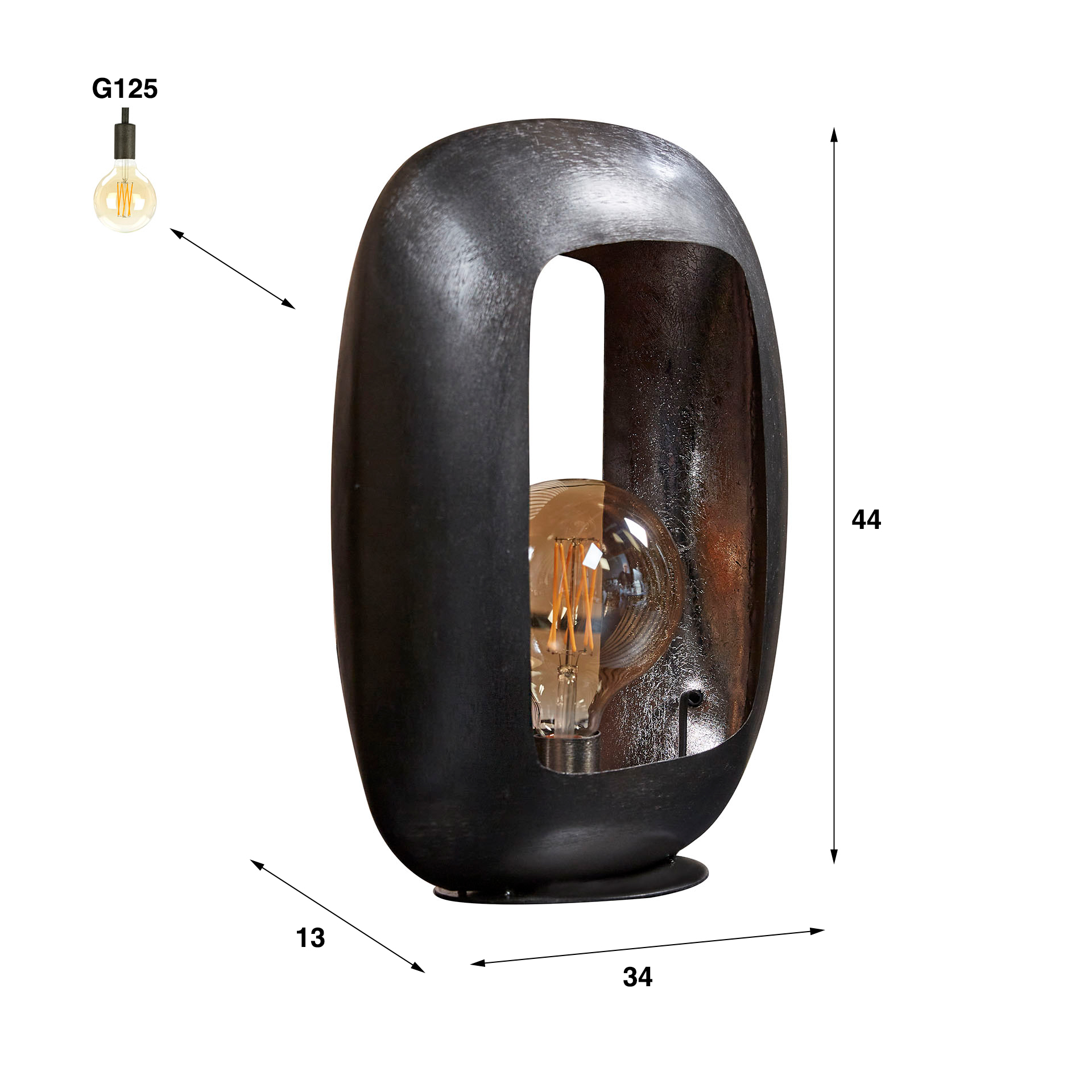 Bordslampa Arch XL / Svart nickel