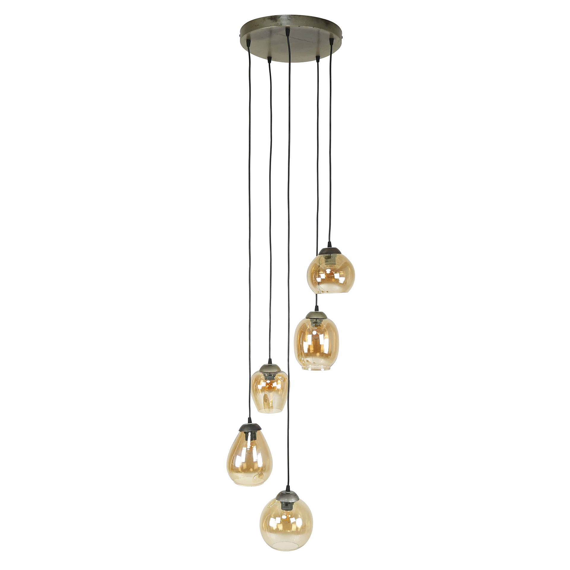 Hänglampa 5L stegmix / Bärnstensfärgat glas