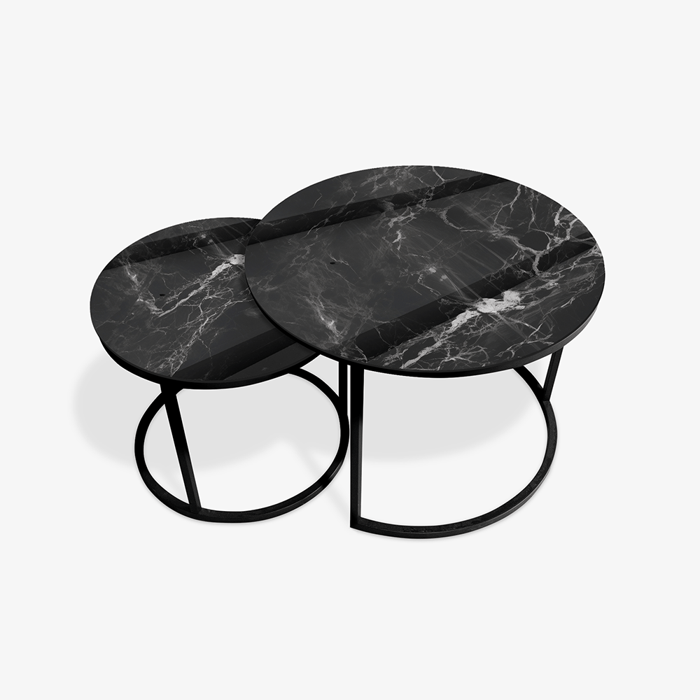 Soffbord Svart - Svart & Vit Marmor