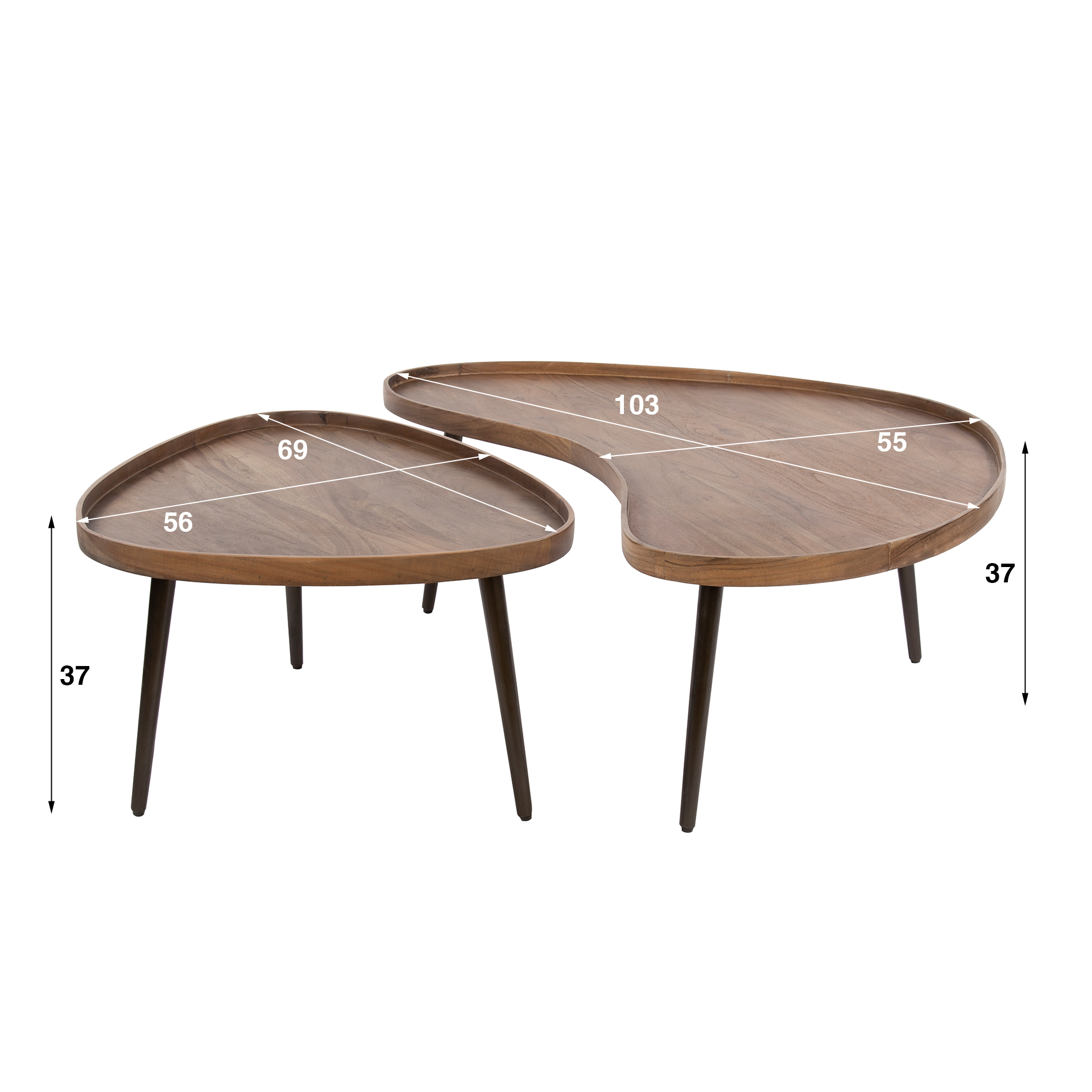 Soffbord Carve ekologisk - set om 2 - akaciabrun