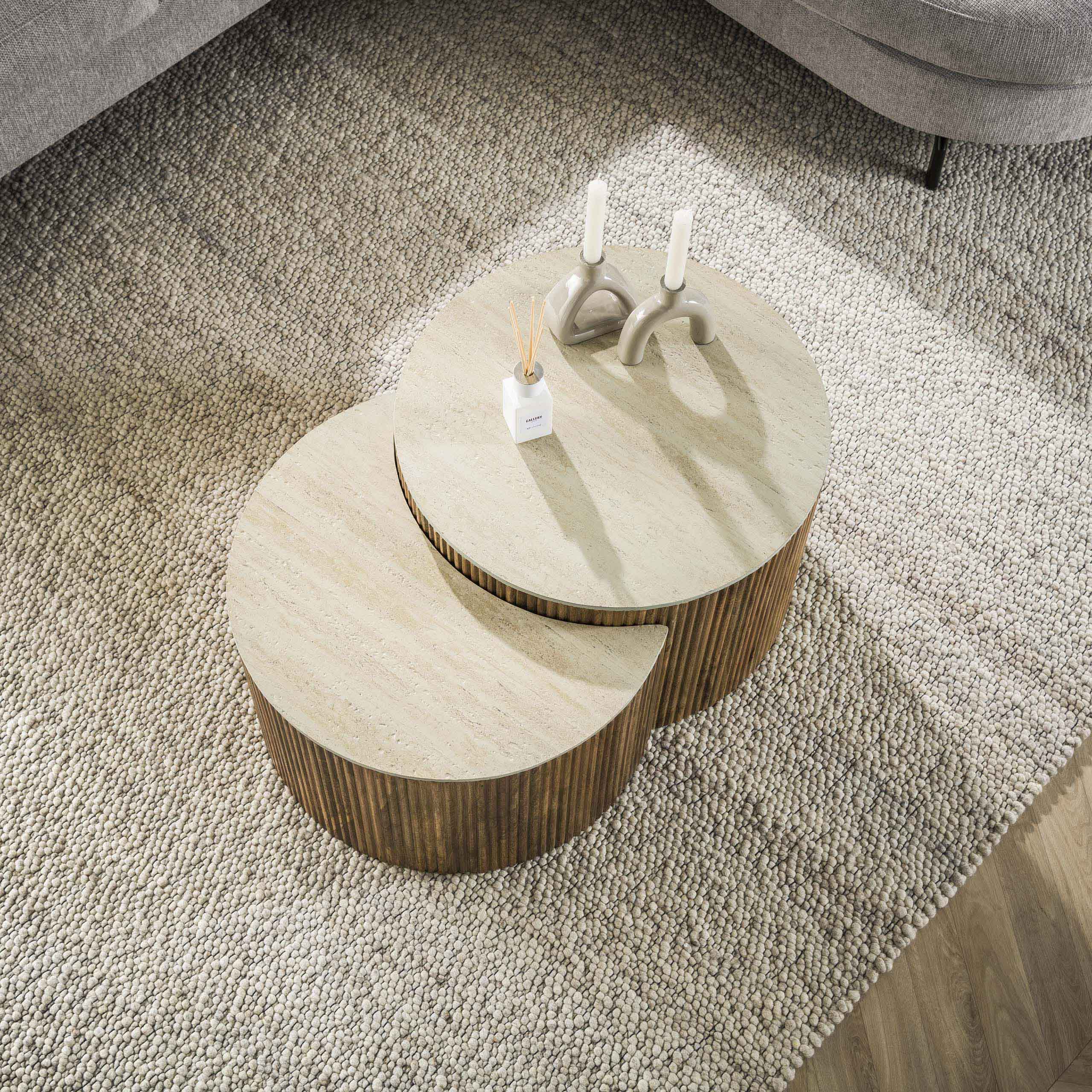 Soffbord Nuovo halvrunda - Set om 2 - Solid mangosand