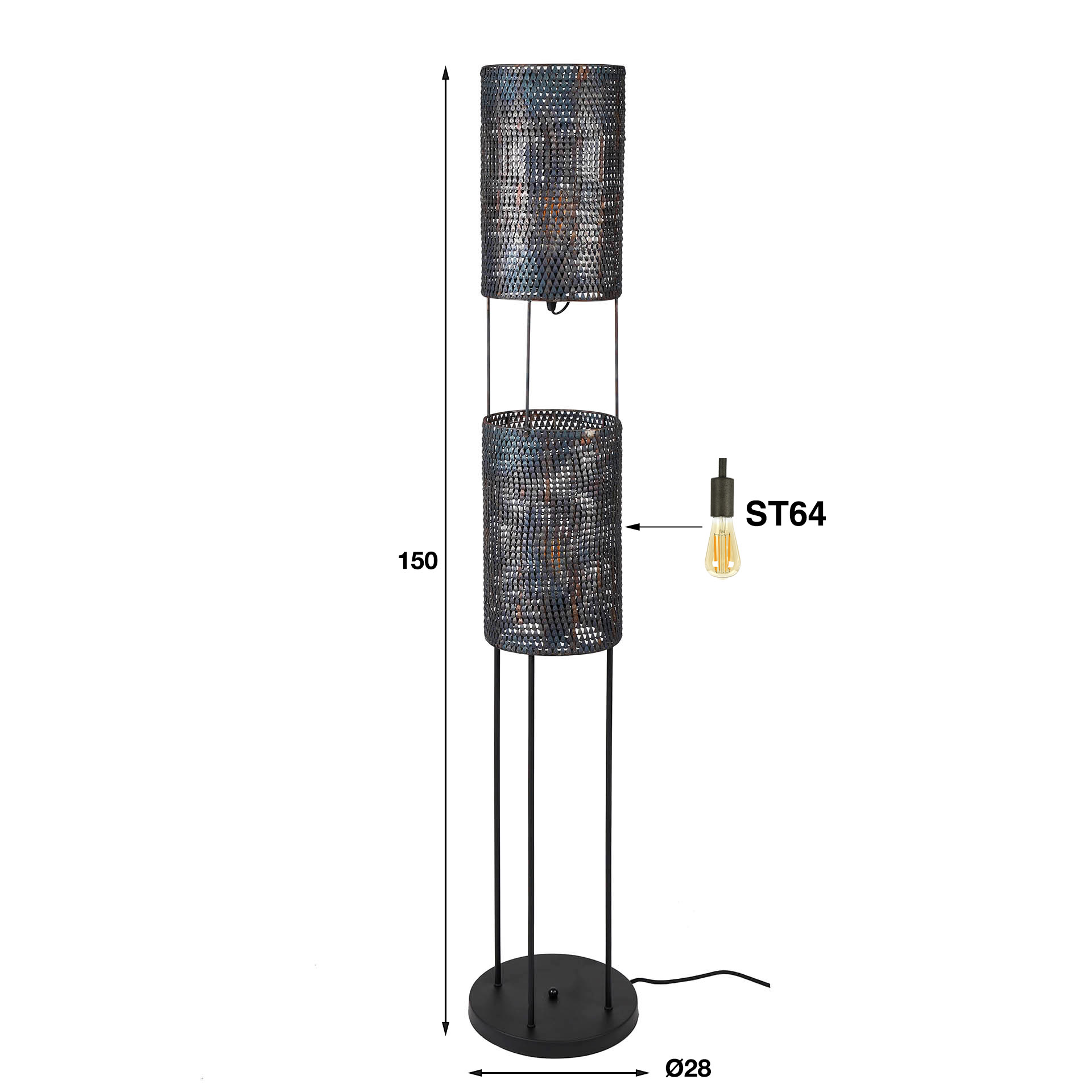 Golvlampa 2L Cylinder Mesh