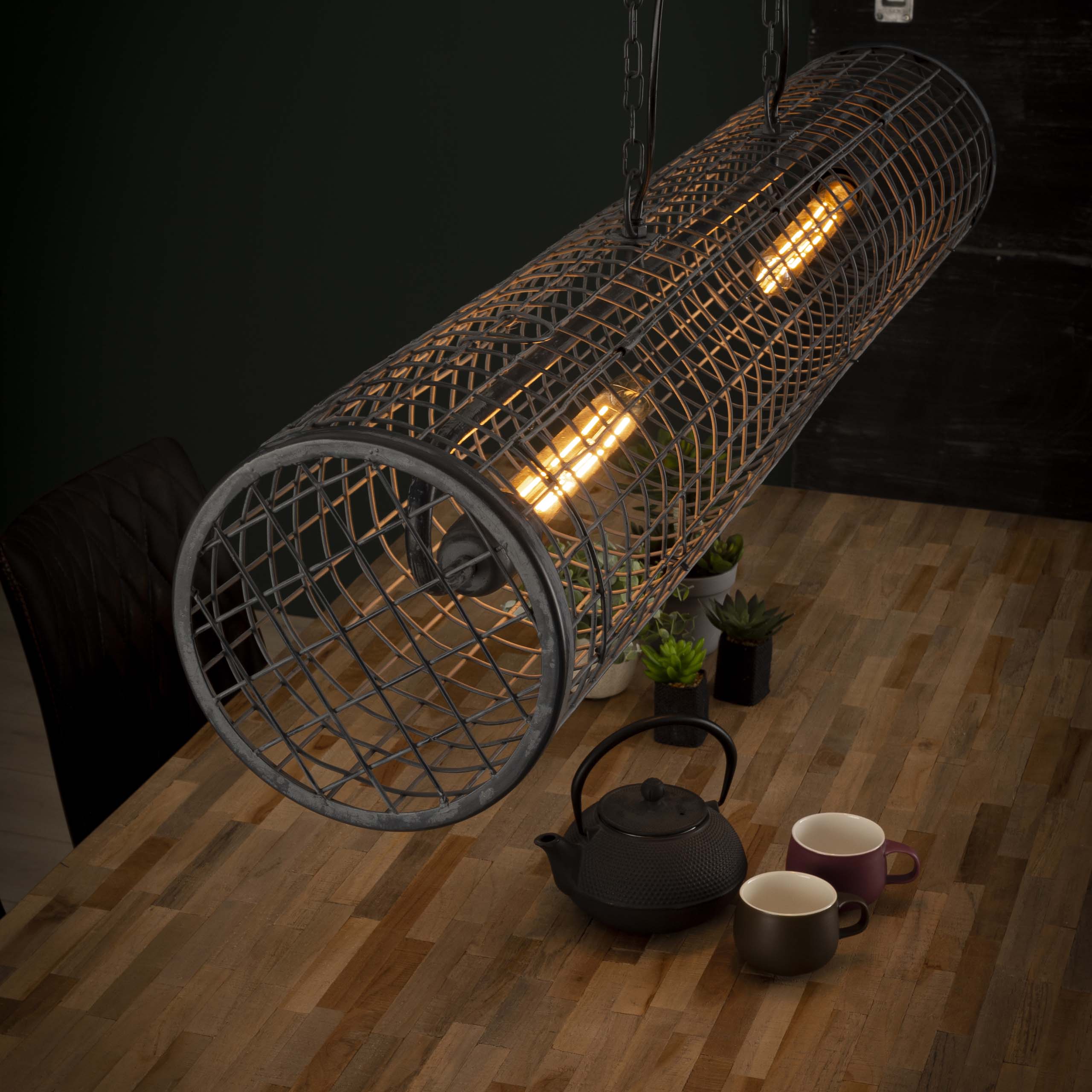 Hänglampa D20cm cylindernät/Skiffergrå