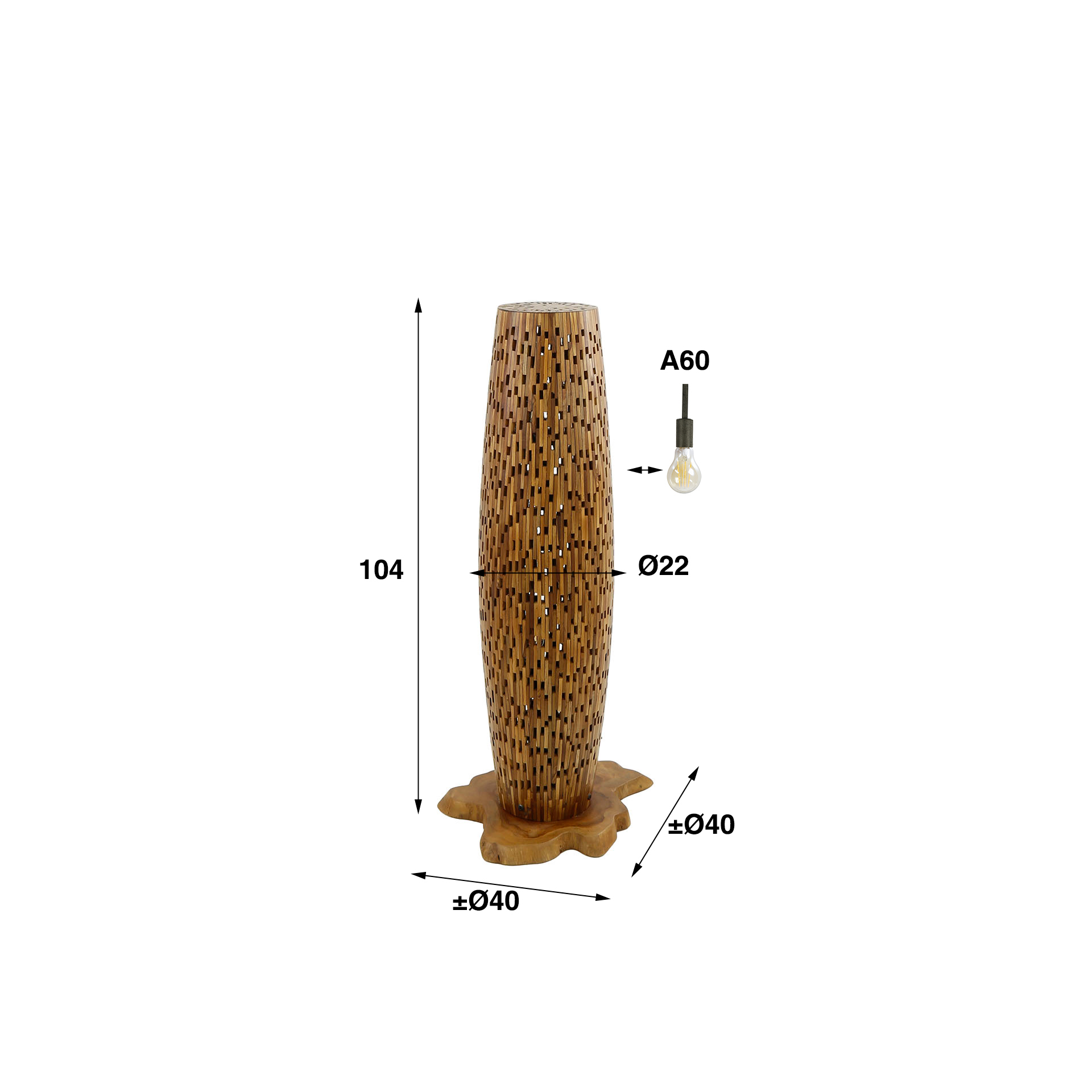 Golvlampa S bars / Massivt återvunnet teak