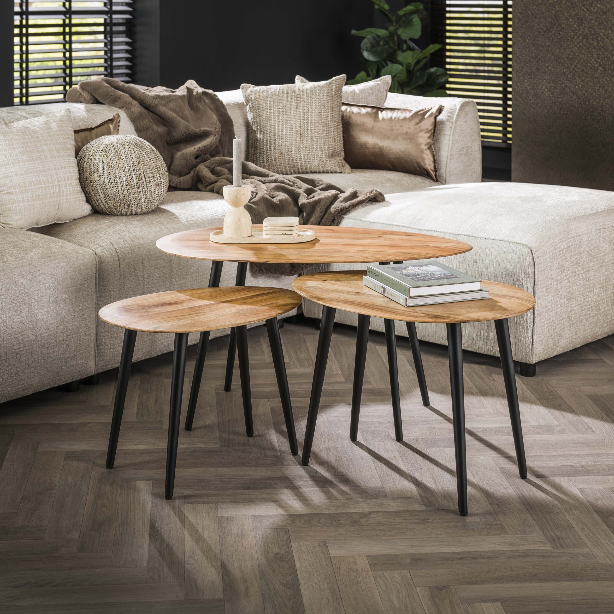Soffbordsset/3 ekologiska / Solid akacia naturell