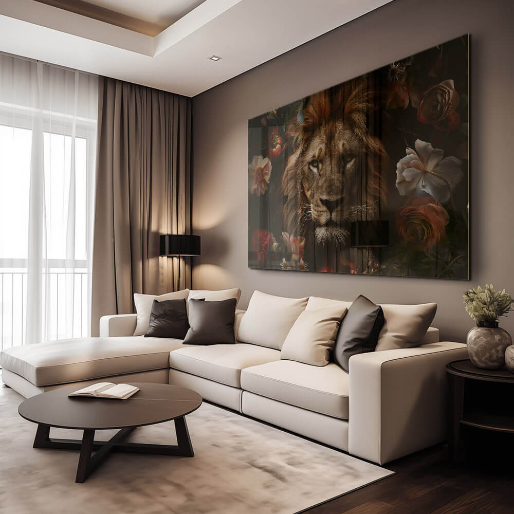 Lion in Flowers – Glas