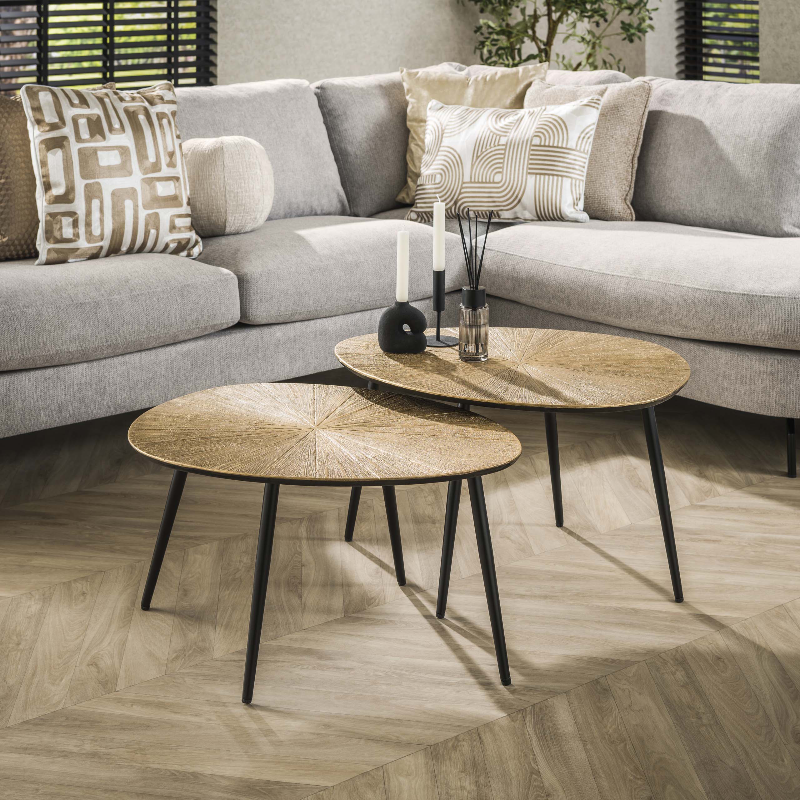Soffbord Ray organic - Set om 2 - Antikt guld
