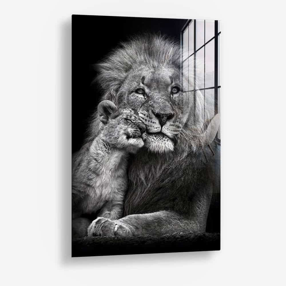 Lion With Cub - Glas
