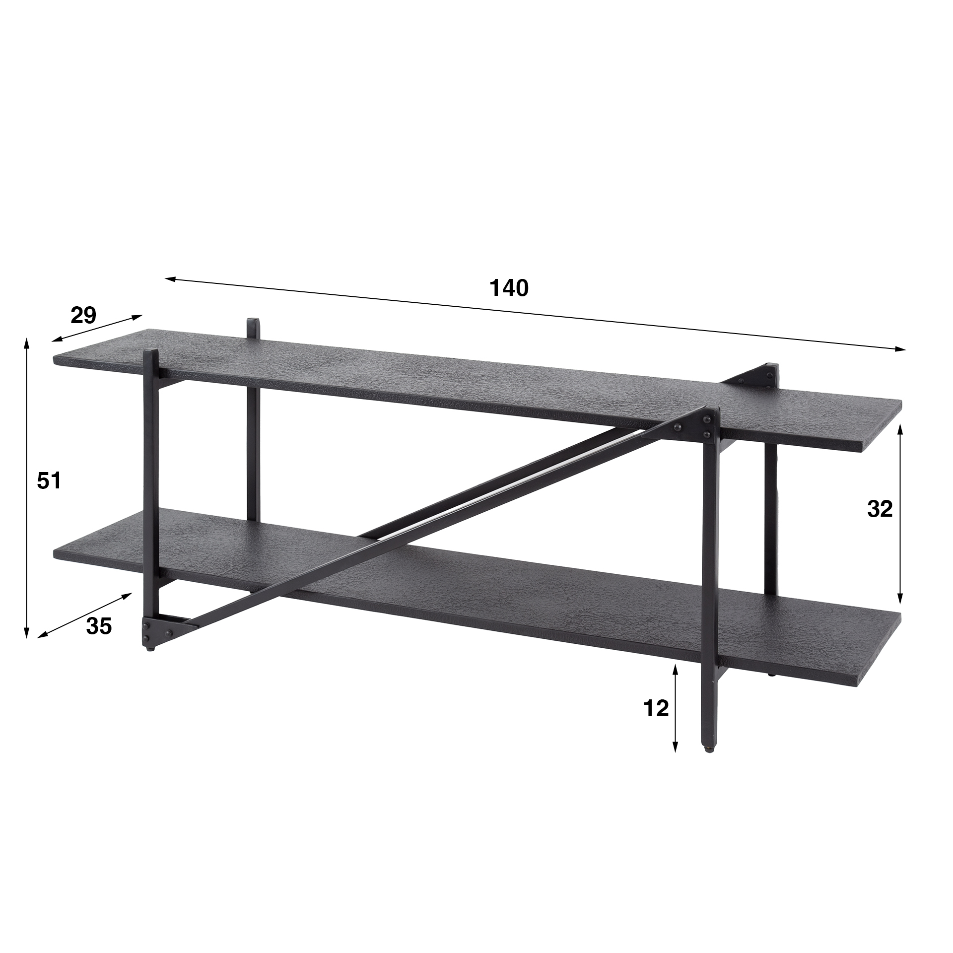 TV-skåp Piega 140 cm - Grå