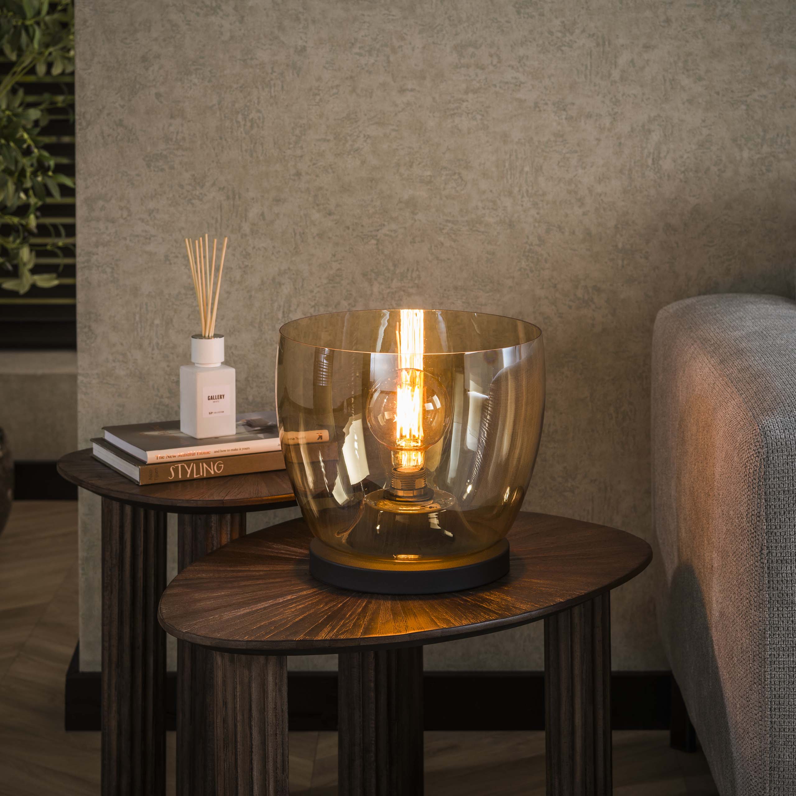 Golvlampa UP L 1-ljus - Bärnstensfärgad glas