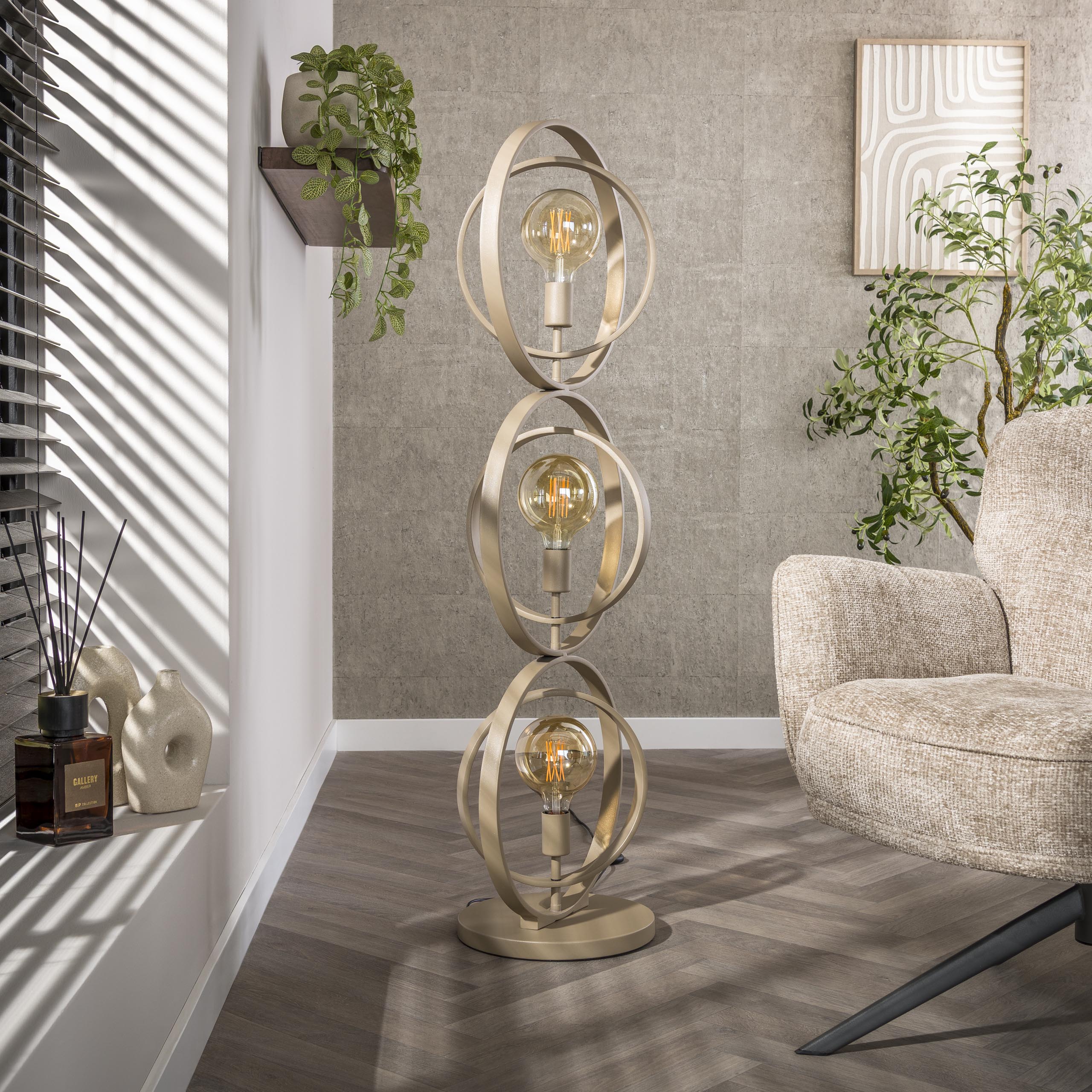 Golvlampa Turn Around 3-ljus - Beige