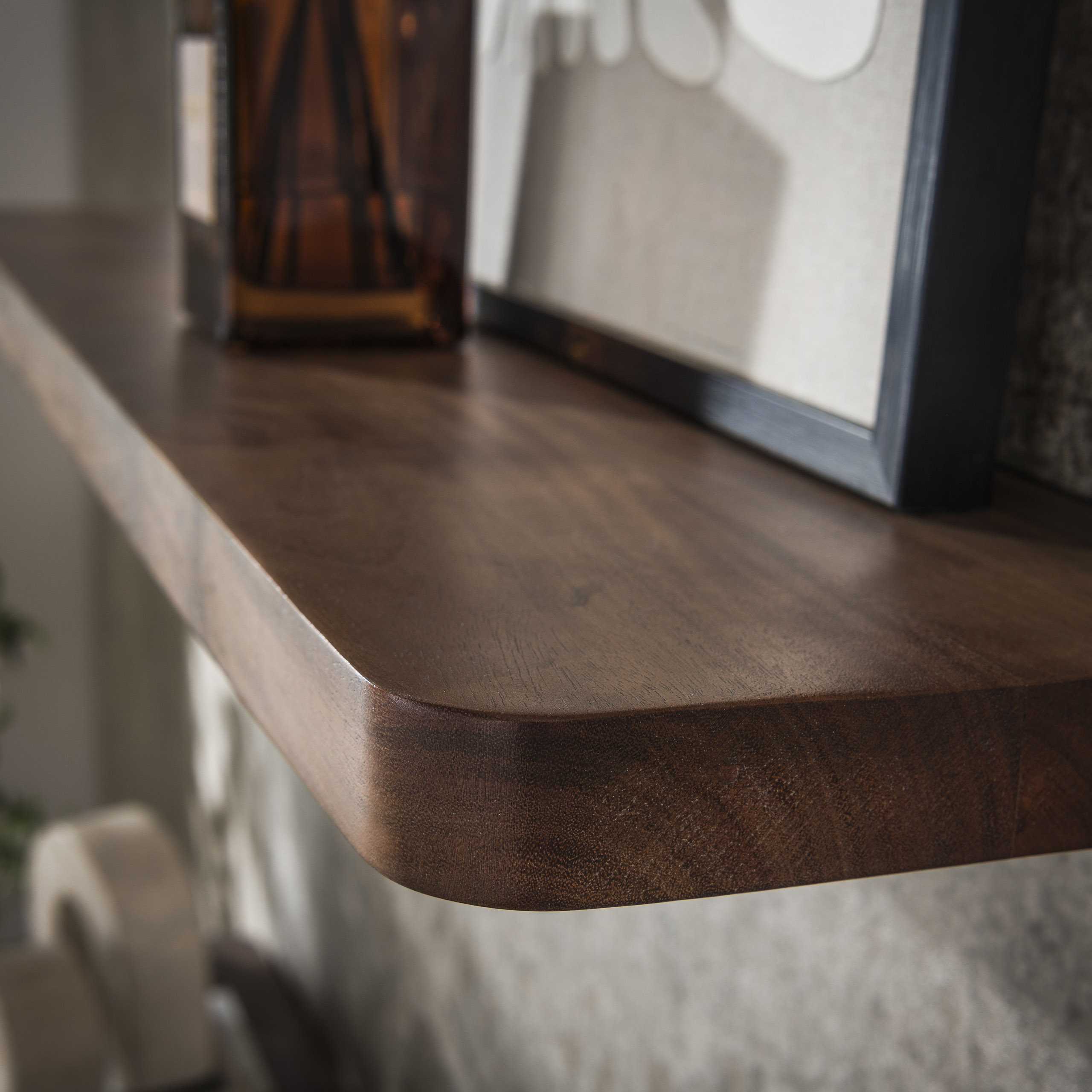 Vägghylla Carve 60 cm - Solid akaciabrun