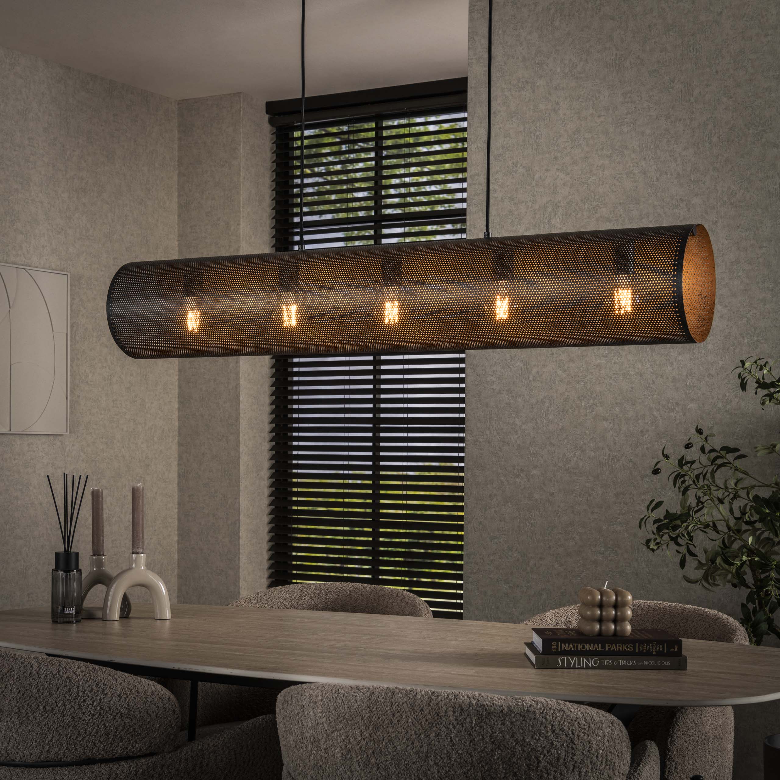 Hänglampa Tubon Mesh 5-light - Artic svart