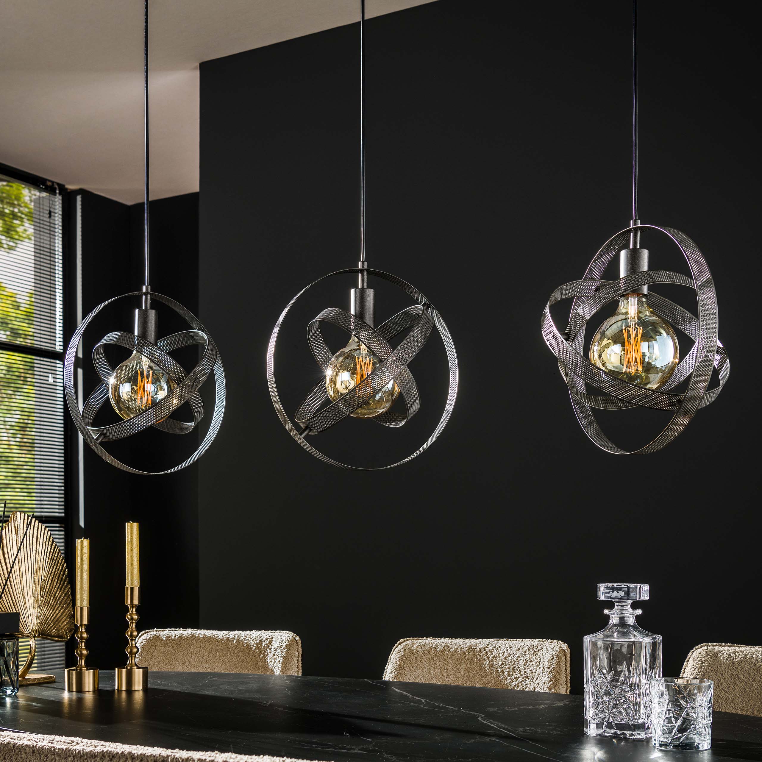 Hänglampa 3L cosmos mesh / Artic svart