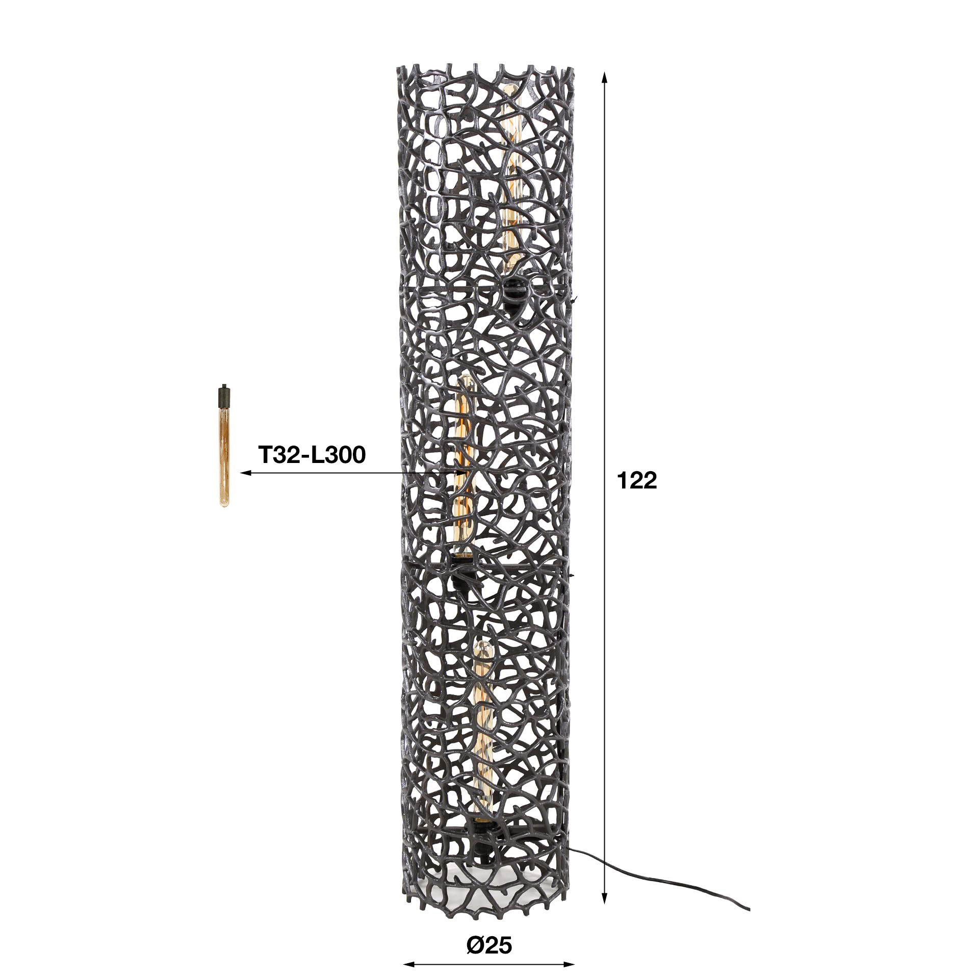Golvlampa Weaver XL 3-ljus - Svart nickel