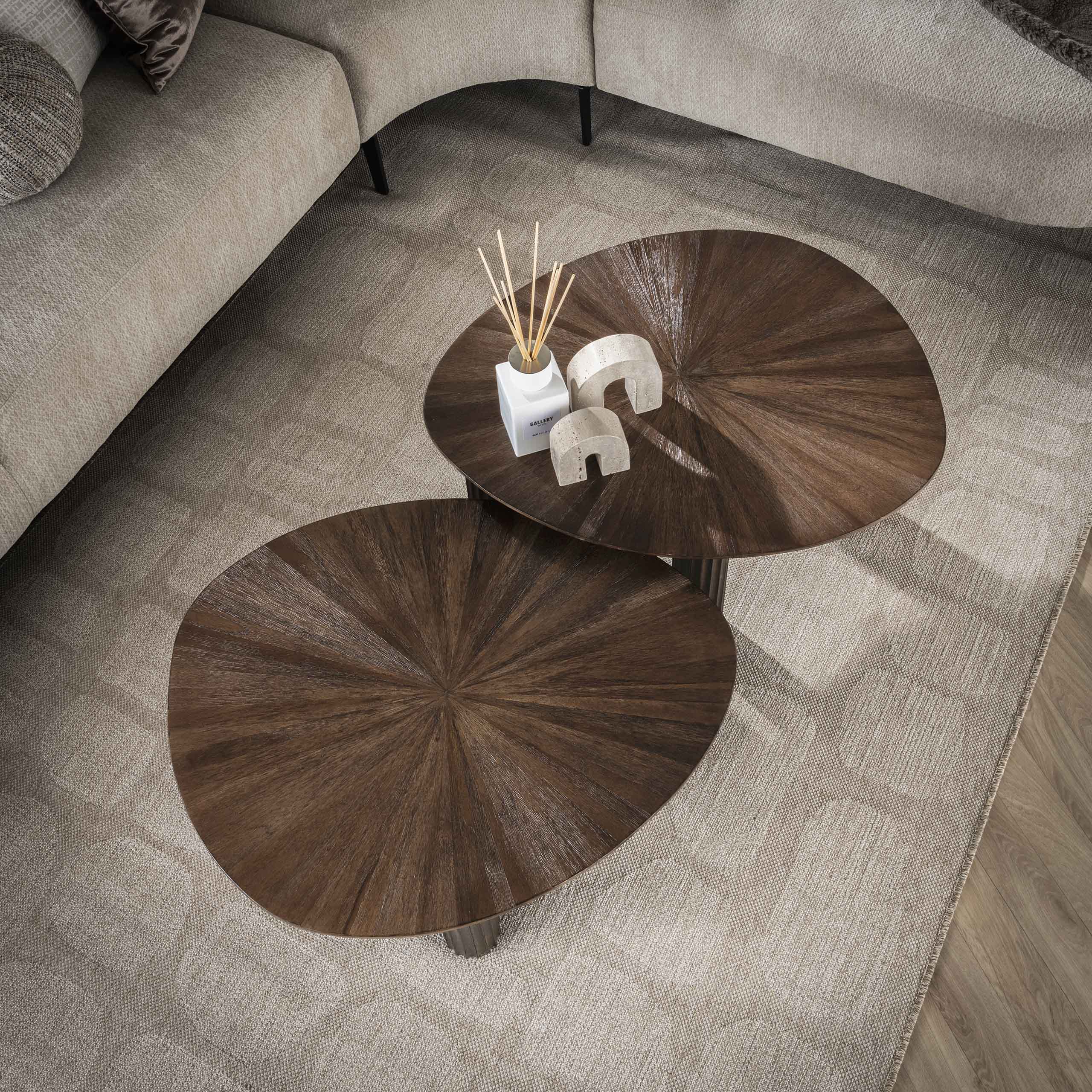 Maya trekantigt soffbord set om 2 - Teak espresso