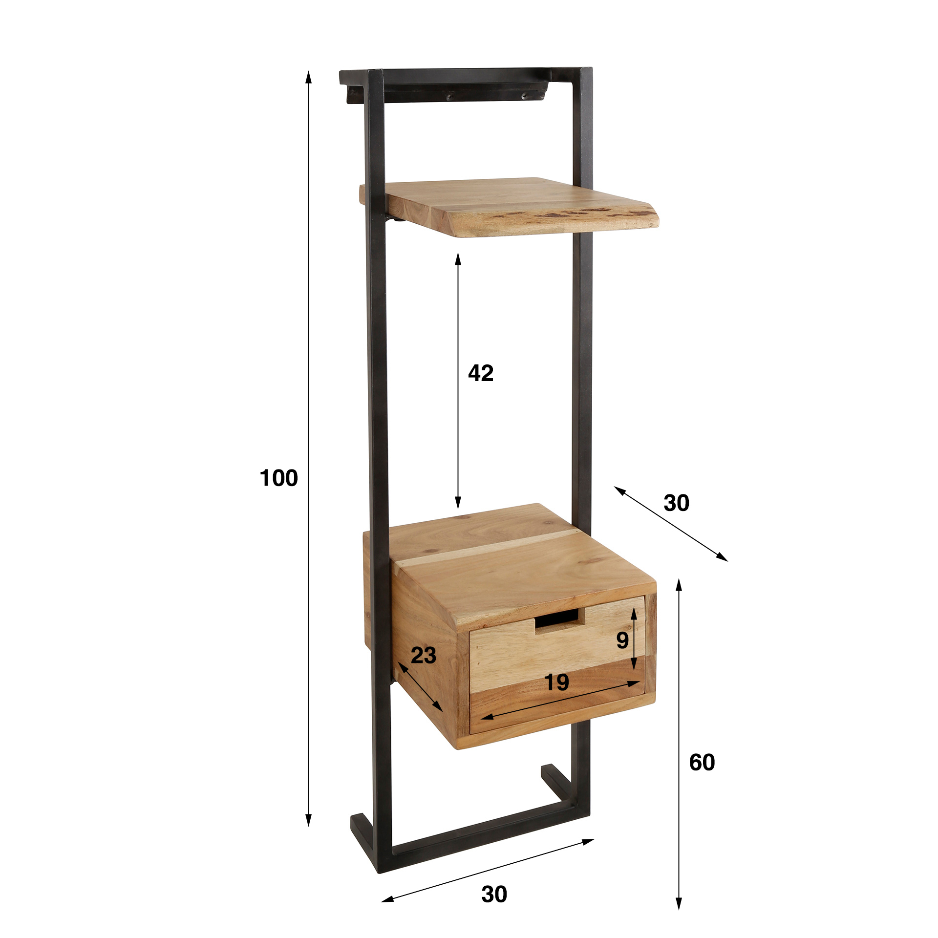 Sängbord air solid XS / Solid acacia naturell