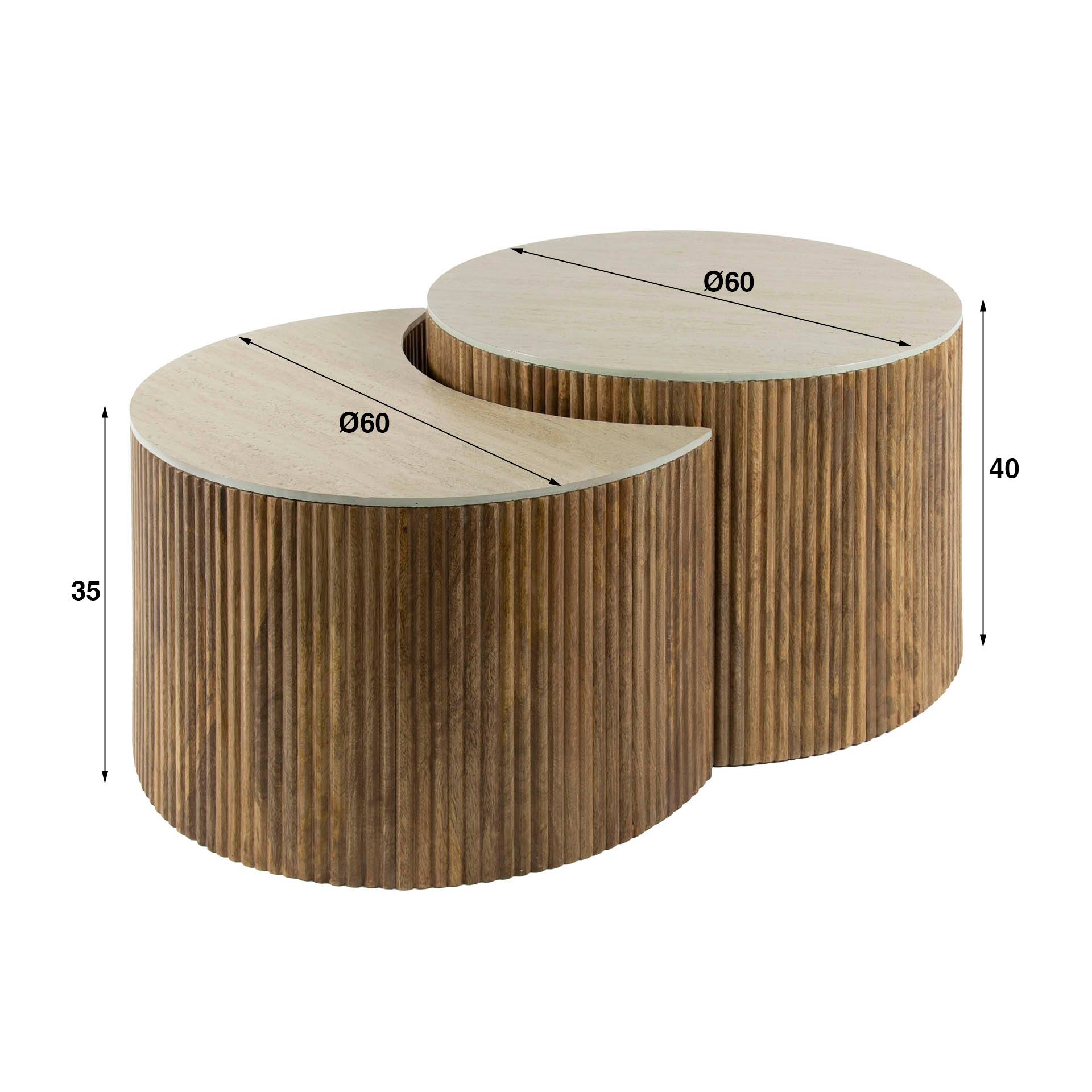 Soffbord Nuovo halvrunda - Set om 2 - Solid mangosand
