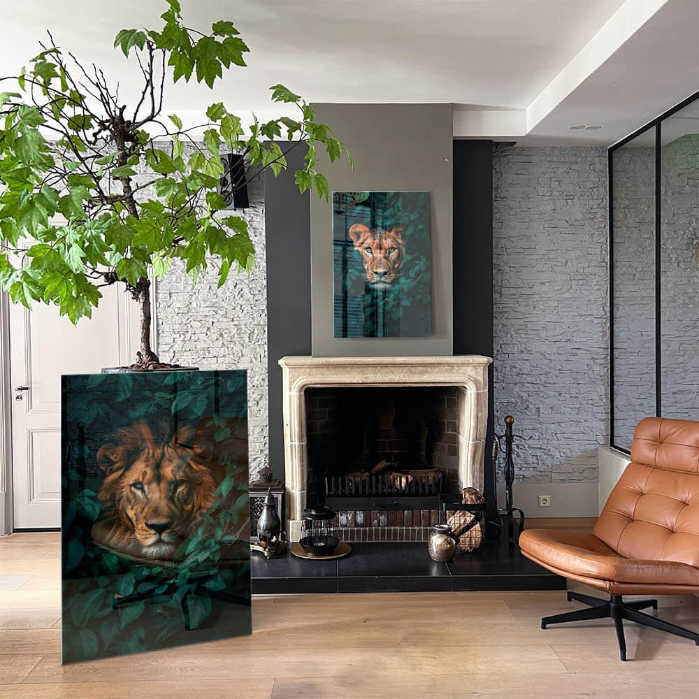 Bundle: "Jungle Lion and Lioness" (2x) – Glas