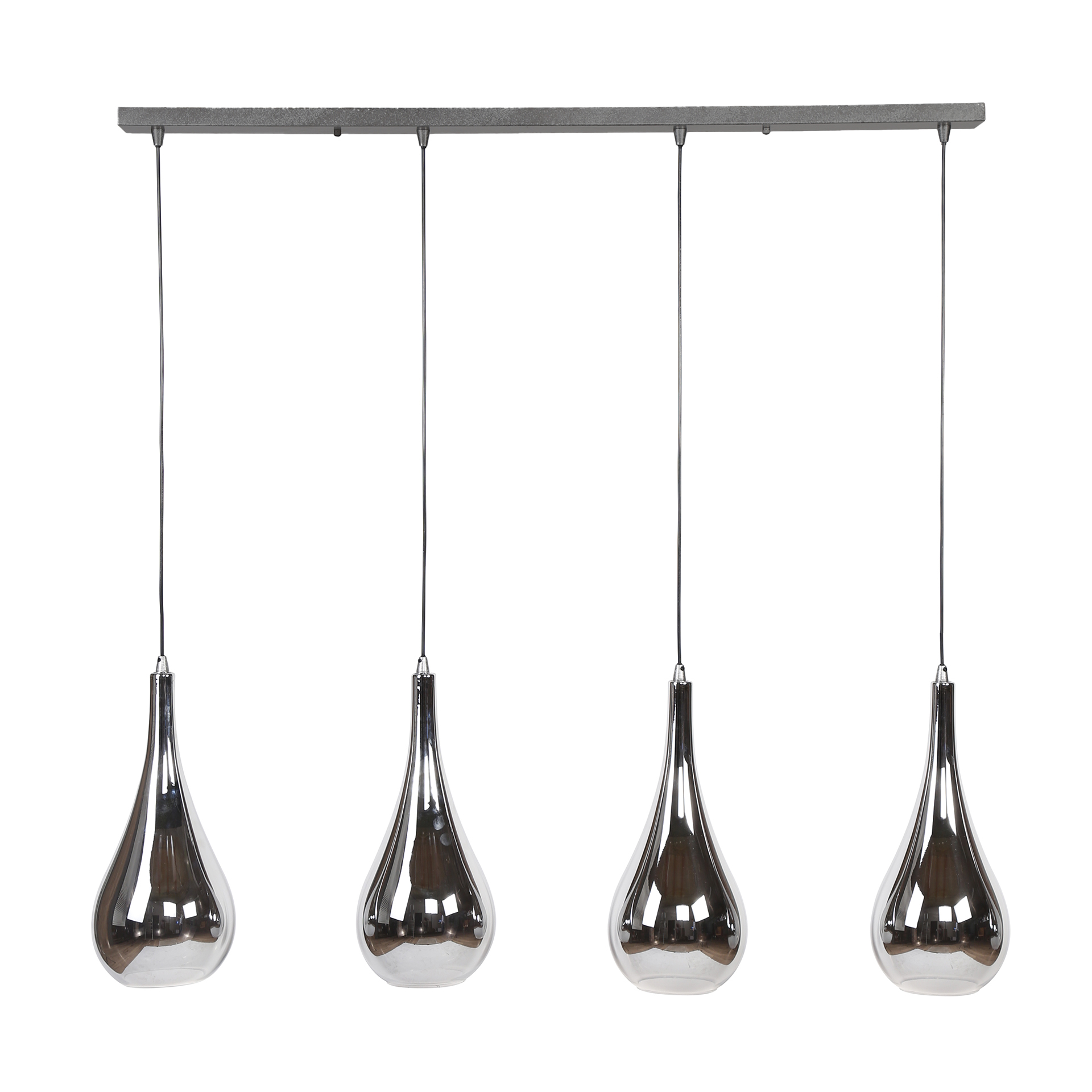 Hänglampa 4L silver droppglas / Kromat glas