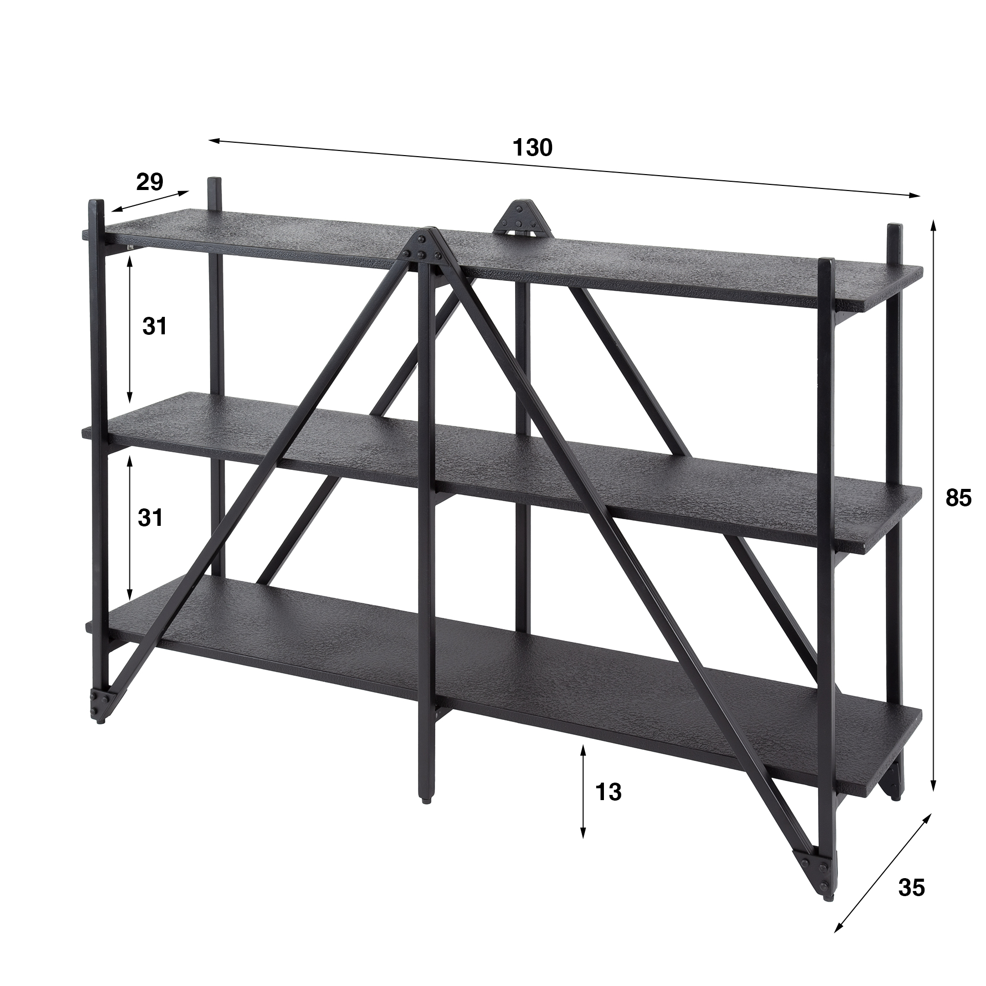Väggställ Piega 3-lagers 130 cm - Grå