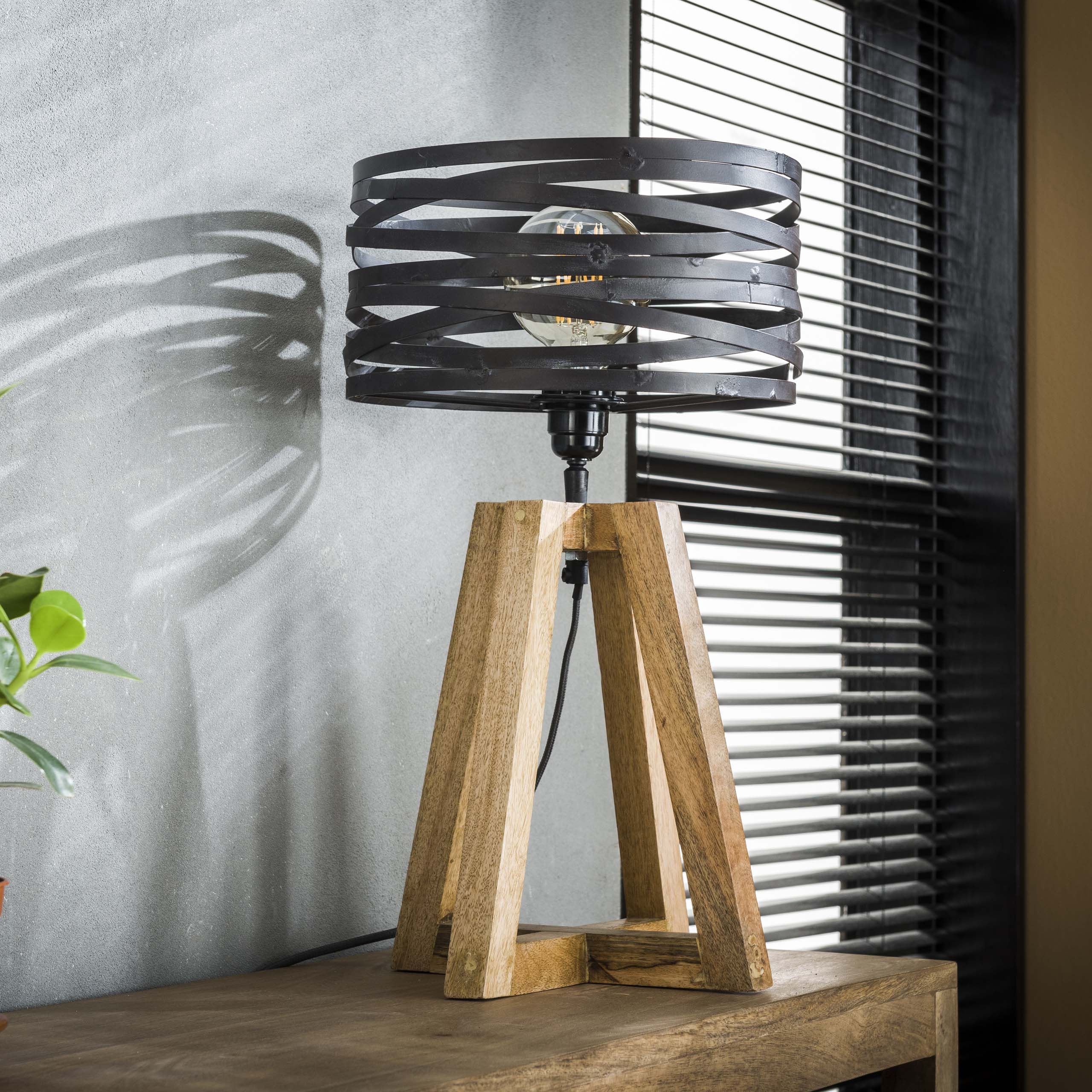 Bordslampa twist träkorsram / Skiffergrå