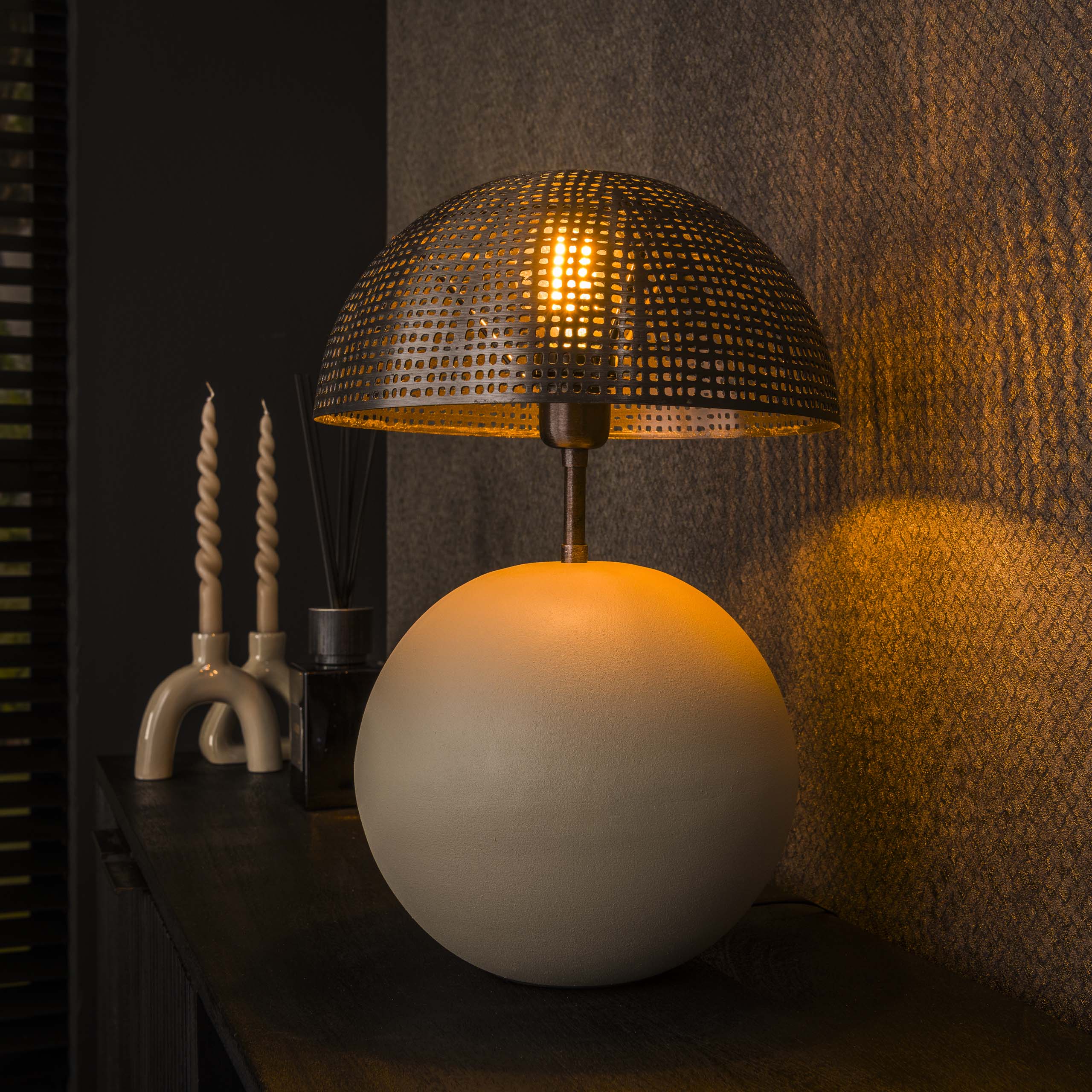 Bordslampa 1L sfär natur / Naturgrå