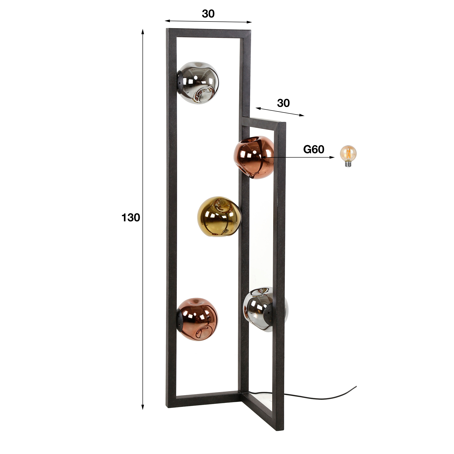 Golvlampa Stellar 5-ljus Artic svart