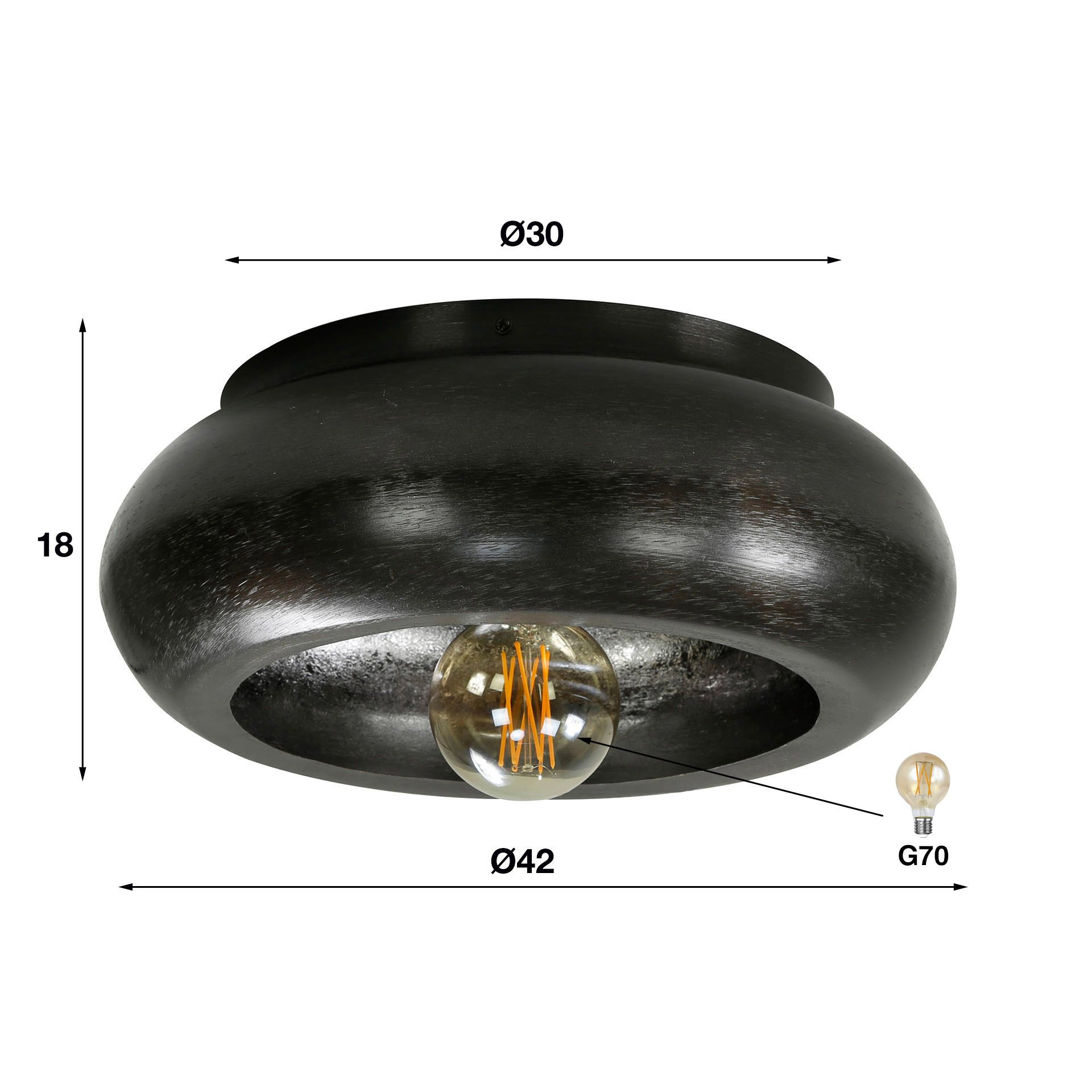 Taklampa himmel Ø42 / Svart nickel