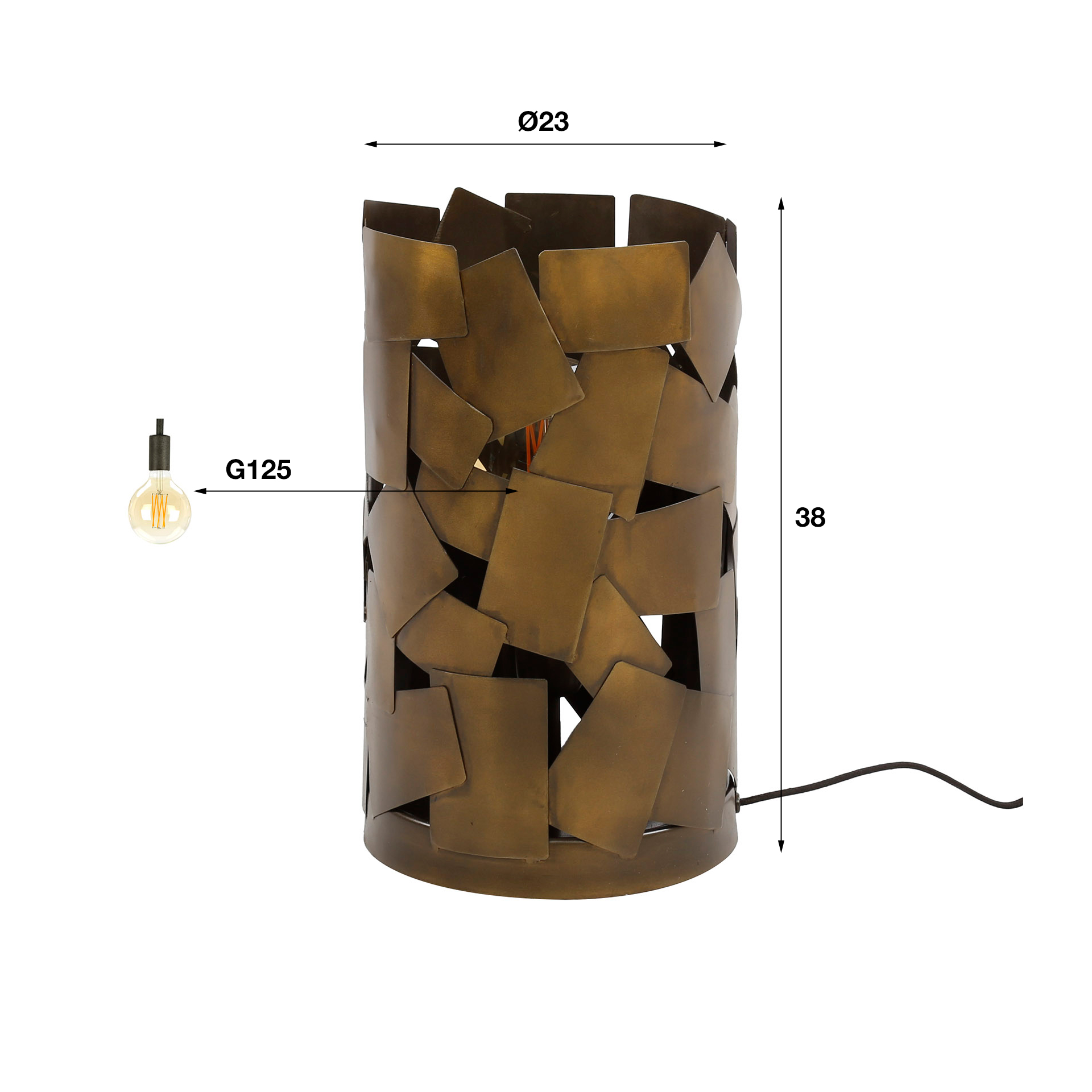 Bordslampa 1L patchcylinder / Brons antik