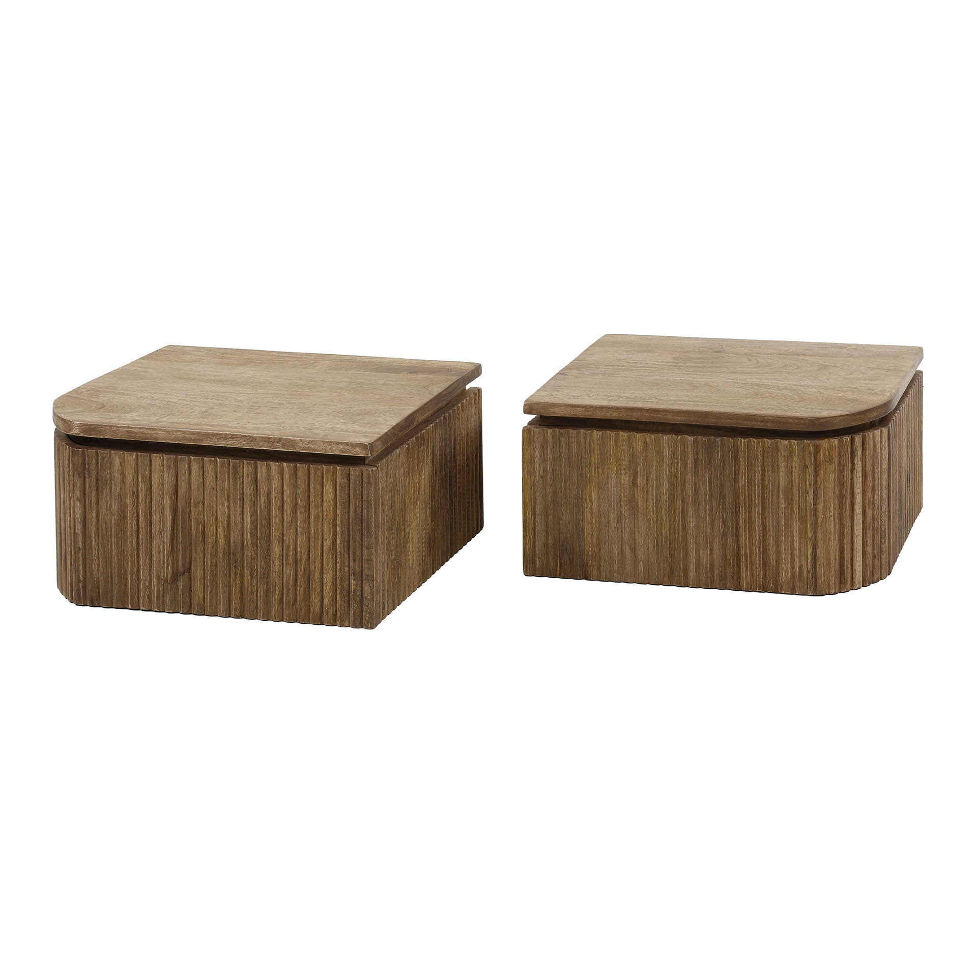 Sängbordsset/2 våg L+R rundad / Solid mangosandfärg